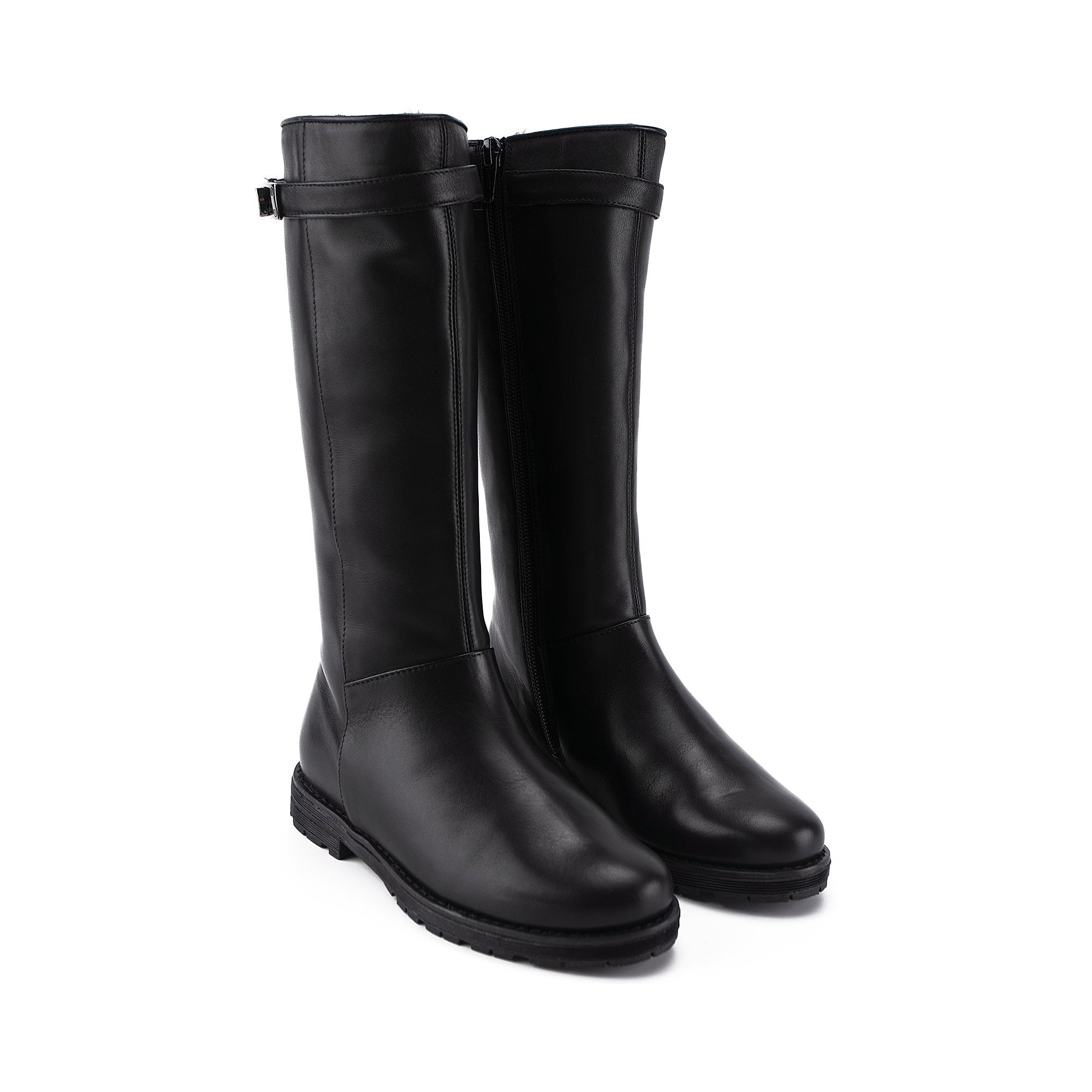 Girls Black Leather Boots