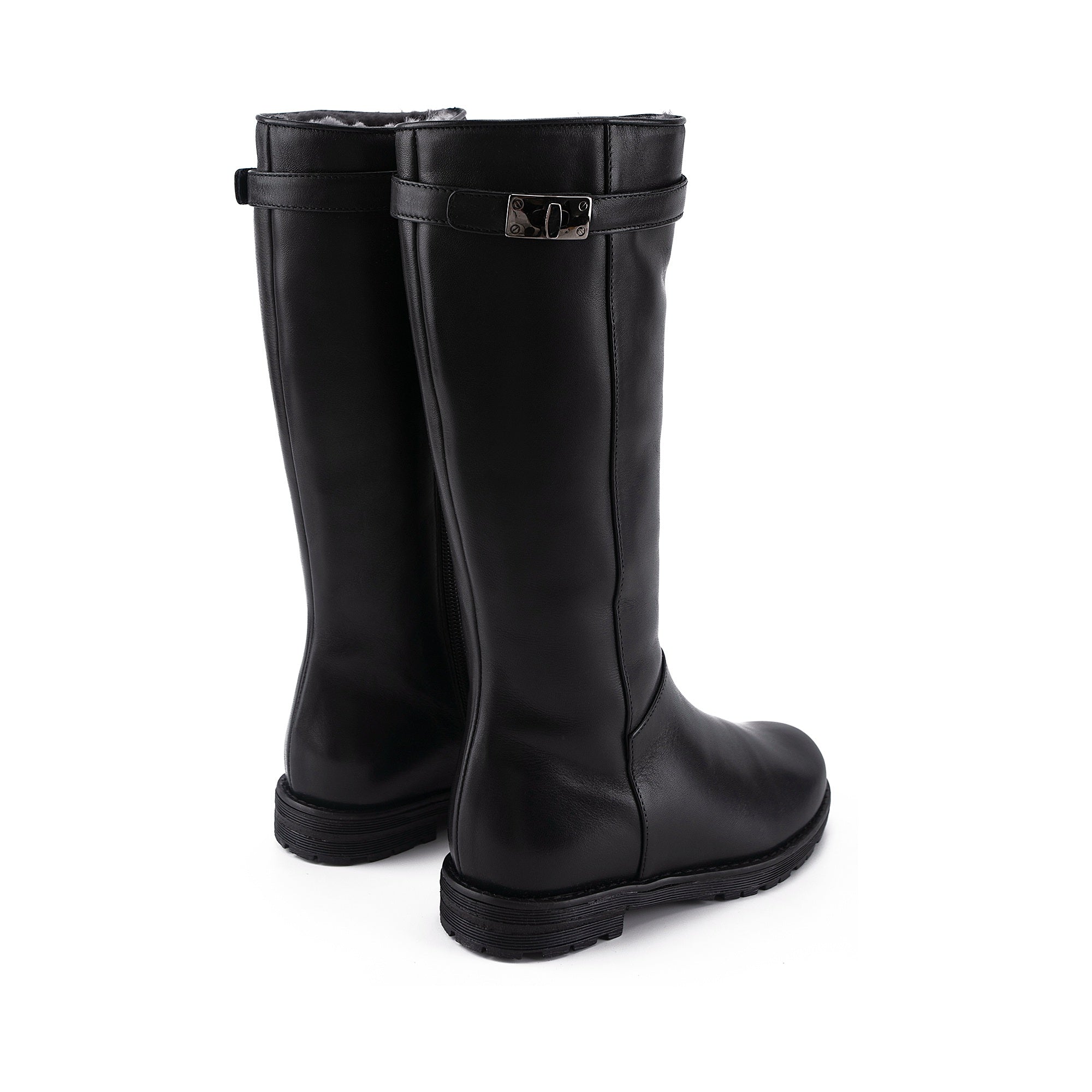 Girls Black Leather Boots