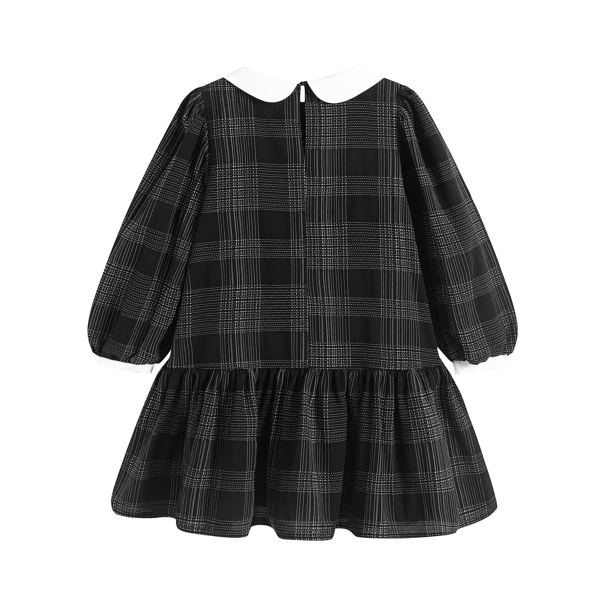 Girls Black Check Cotton Dress