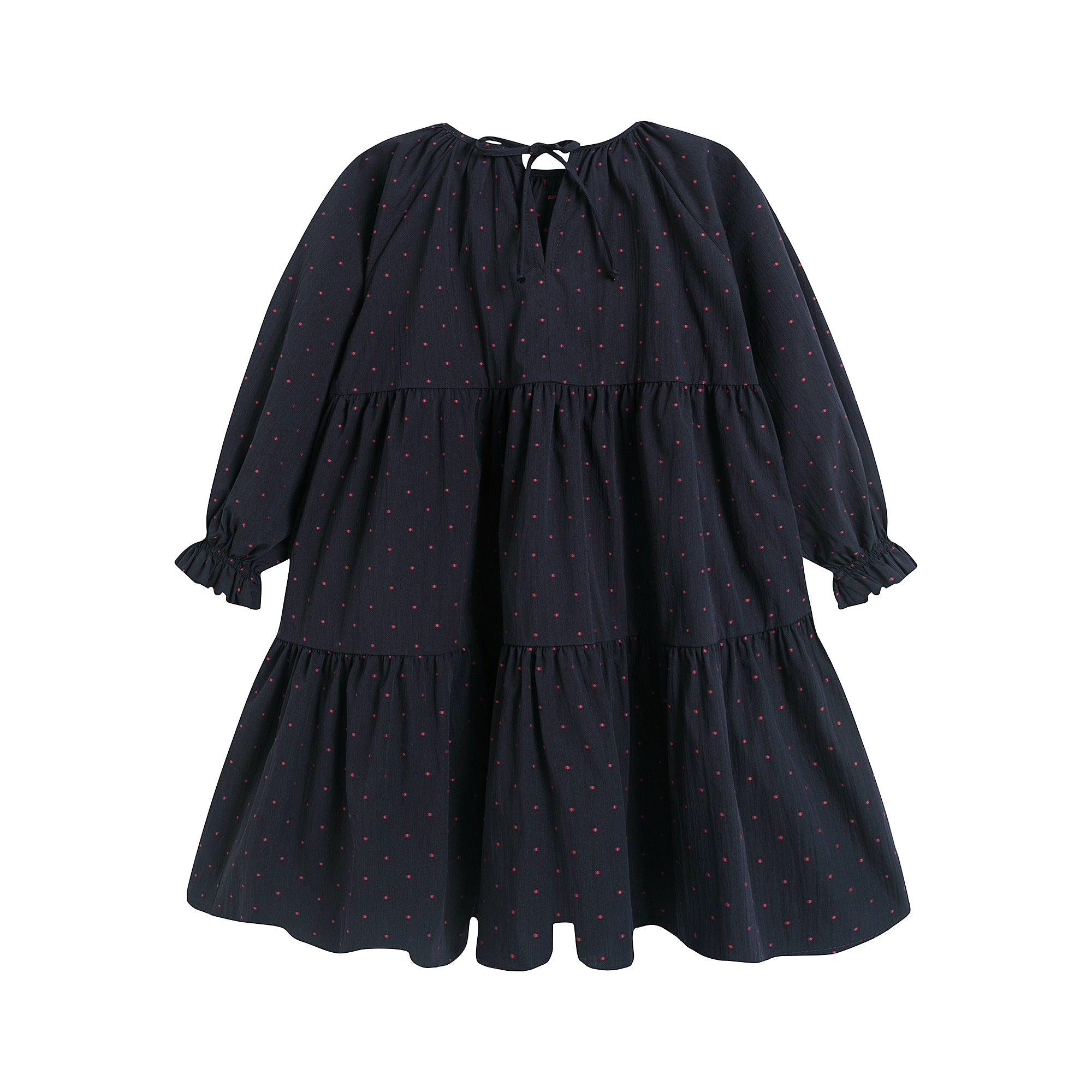 Girls Black Dots Cotton Dress