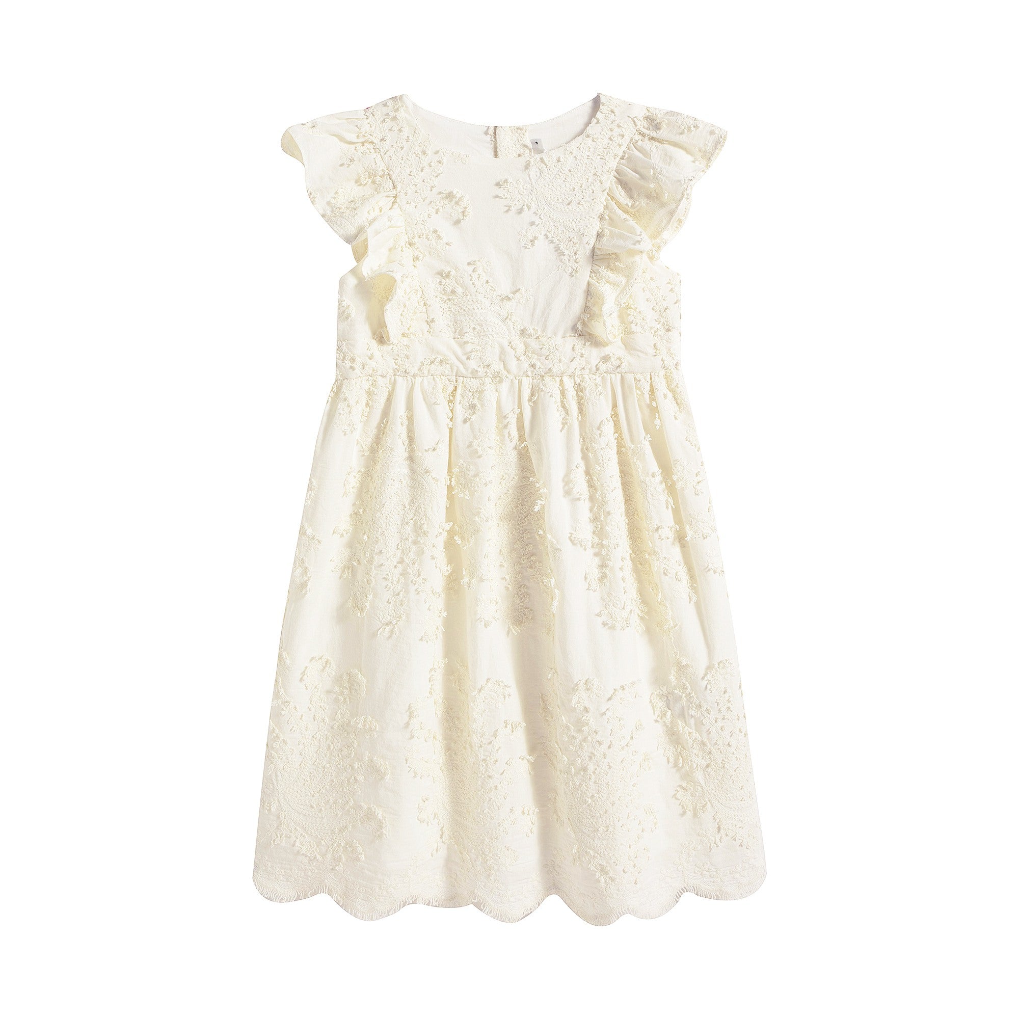 Girls White Embroidered Cotton Dress