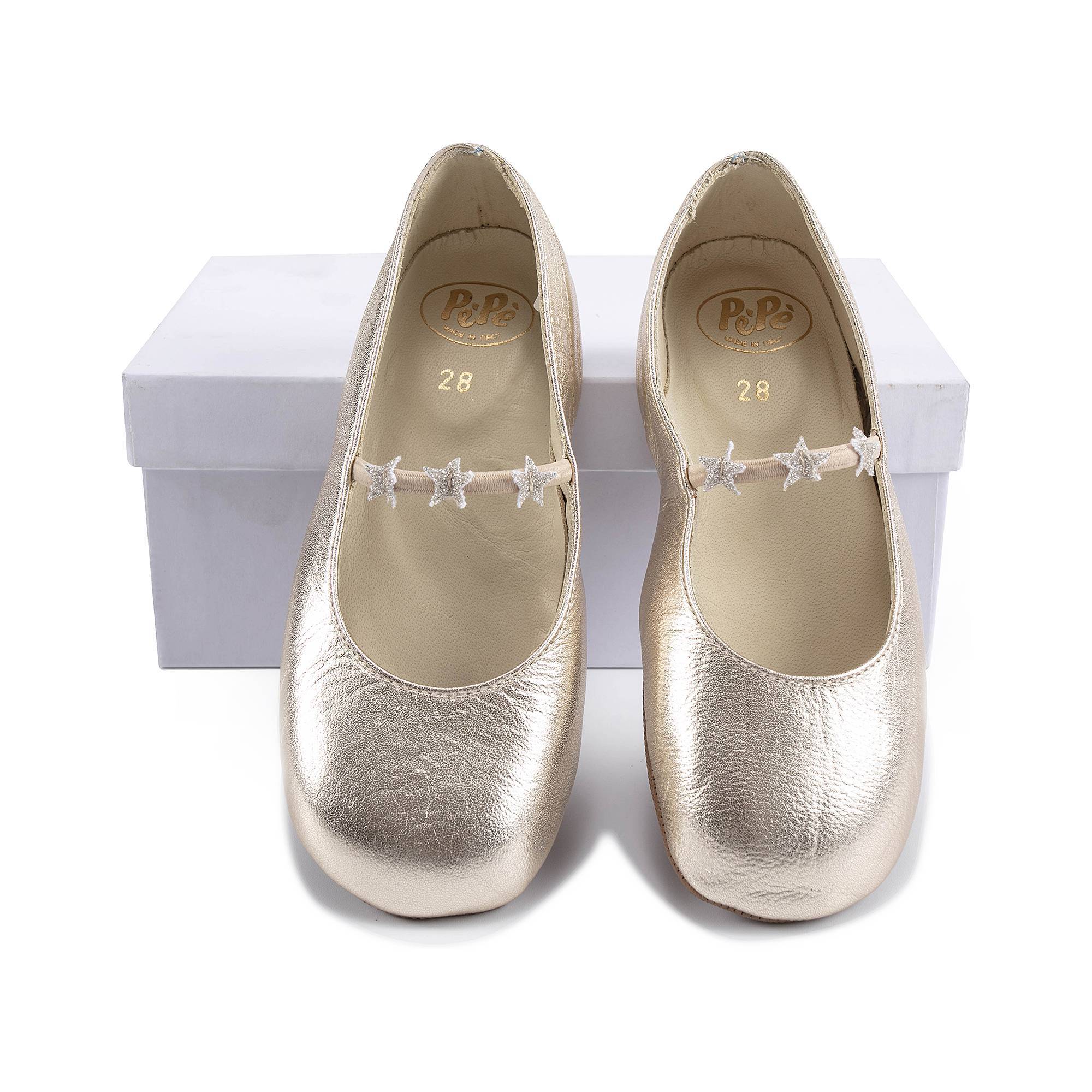 Girls Gold Stars Leather Shoes