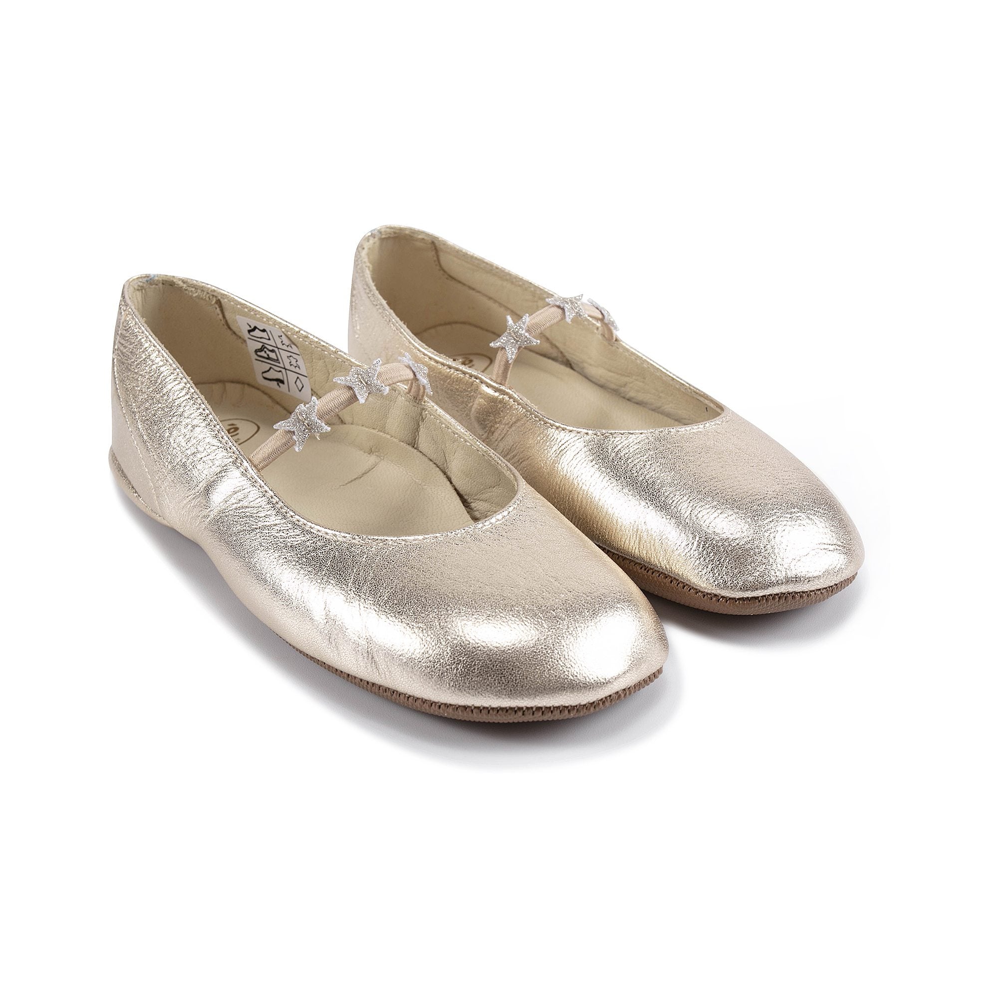 Girls Gold Stars Leather Shoes