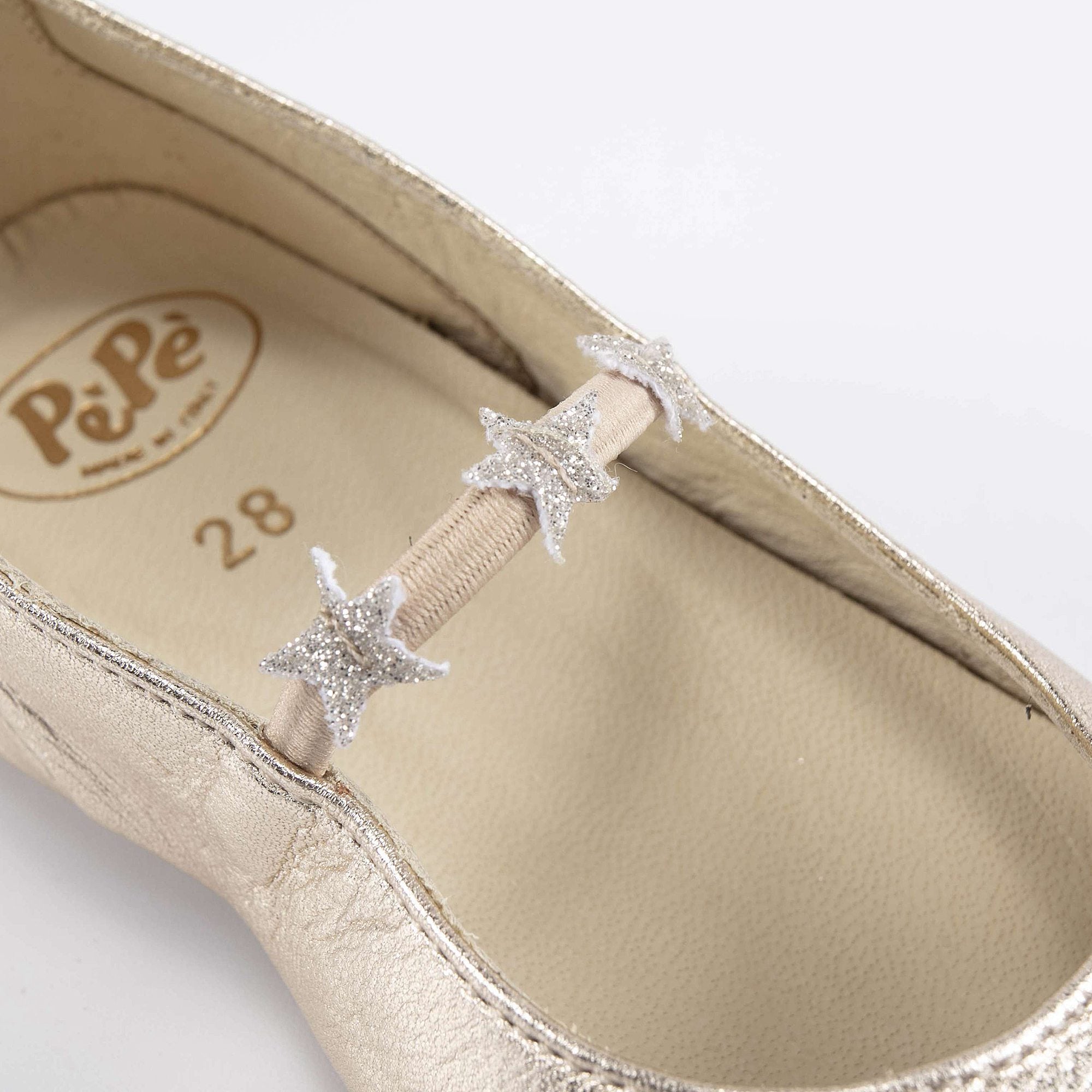 Girls Gold Stars Leather Shoes