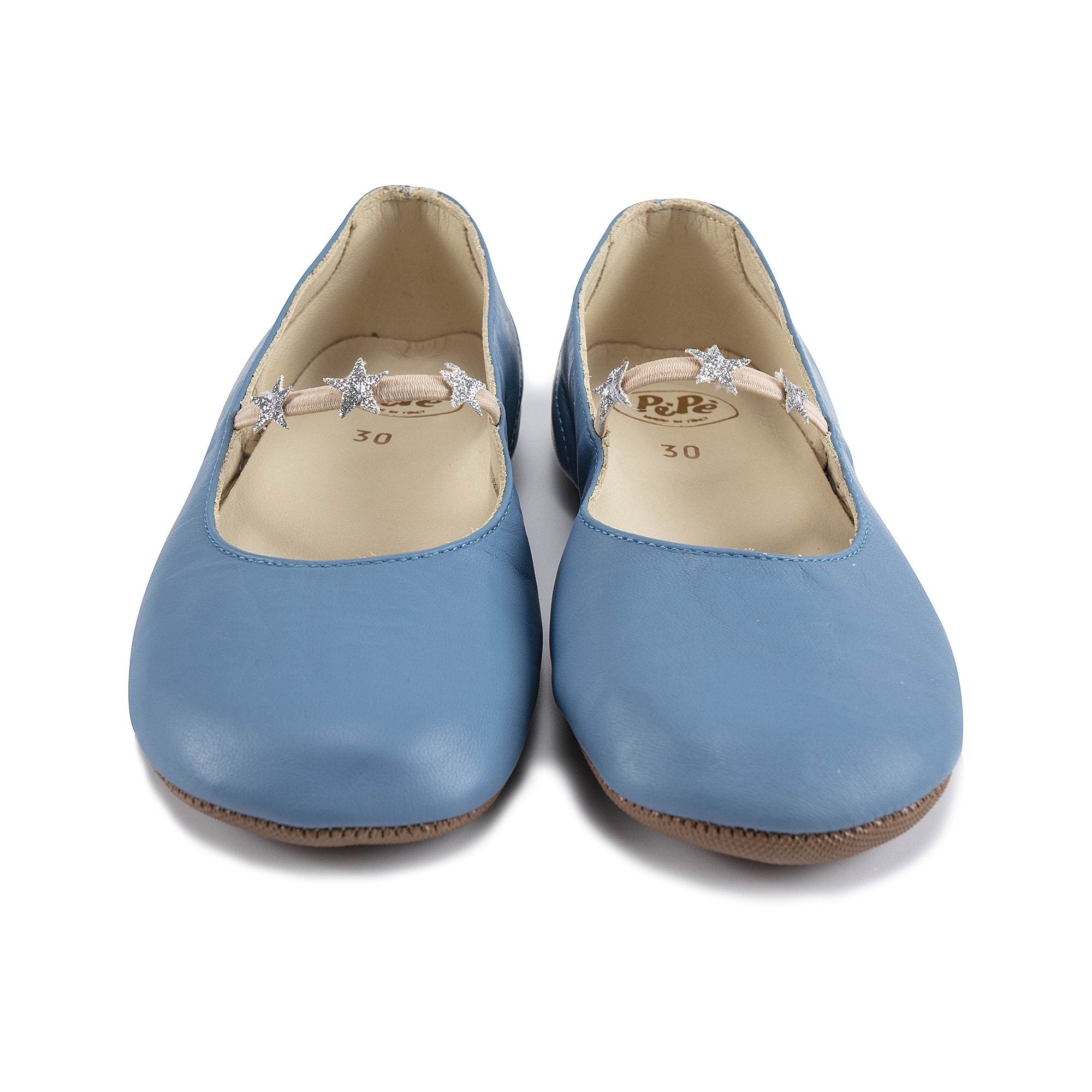 Girls Blue Stars Leather Shoes