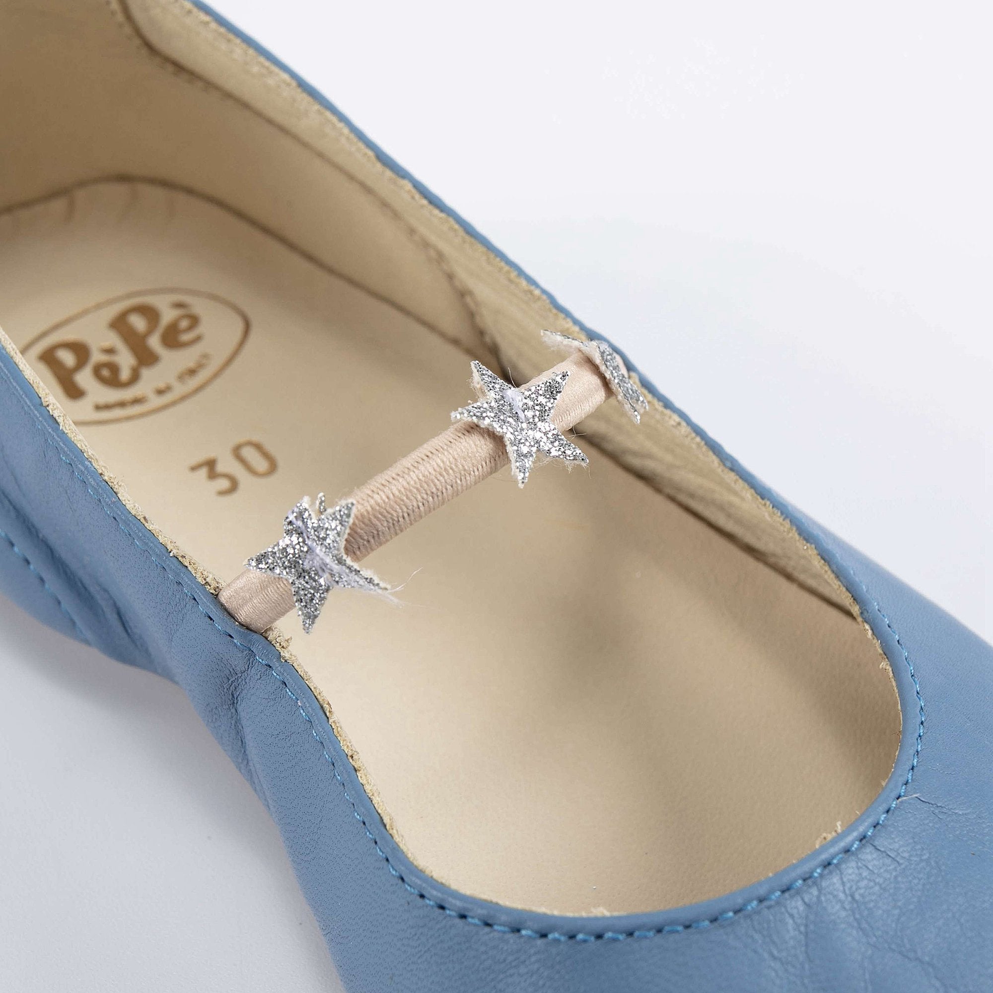 Girls Blue Stars Leather Shoes