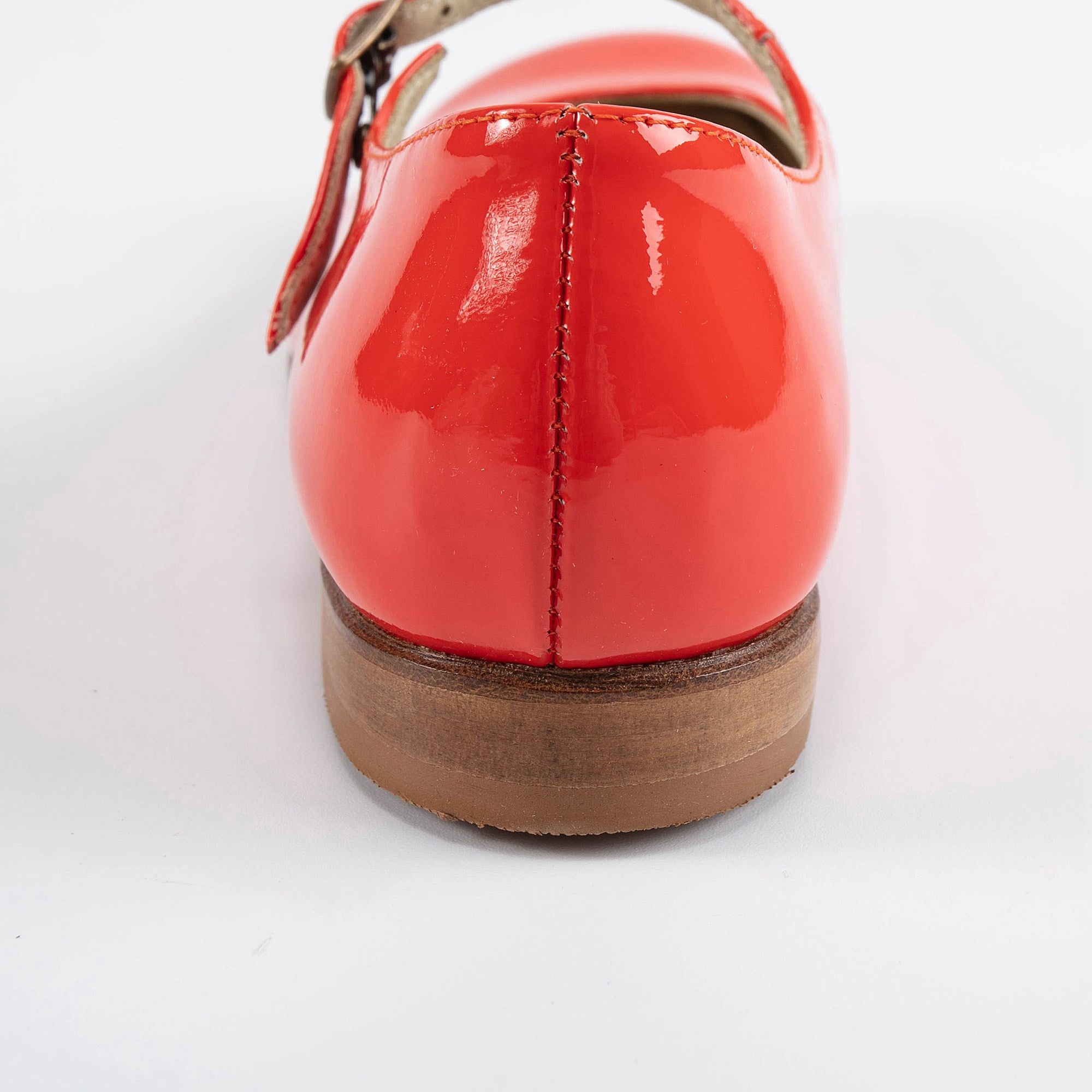 Girls Bright Red Leather Shoes