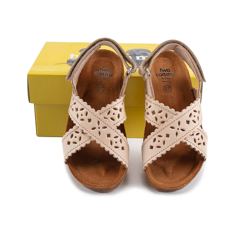 Girls Ivory Leather Sandals