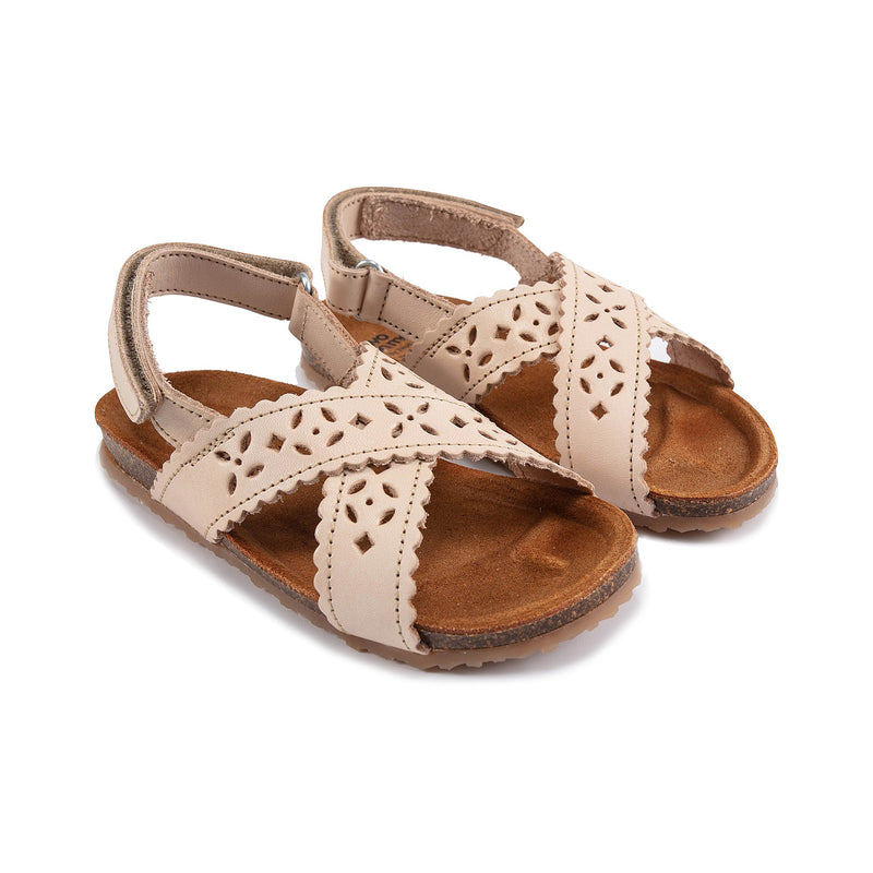 Girls Ivory Leather Sandals