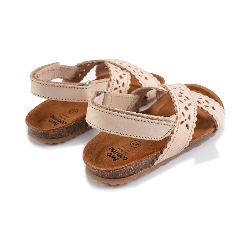 Girls Ivory Leather Sandals