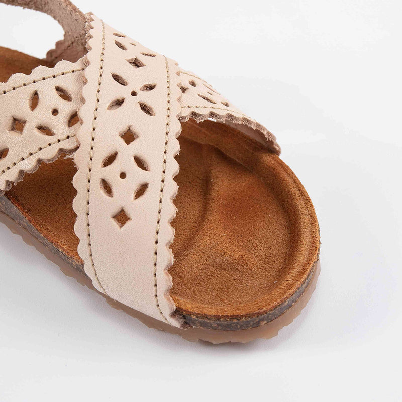 Girls Ivory Leather Sandals