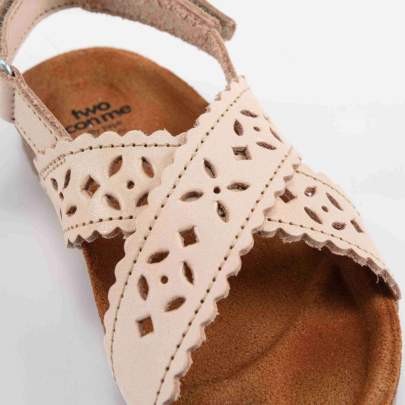 Girls Ivory Leather Sandals