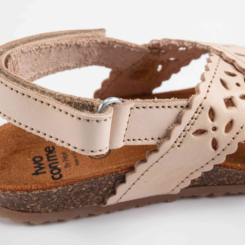 Girls Ivory Leather Sandals