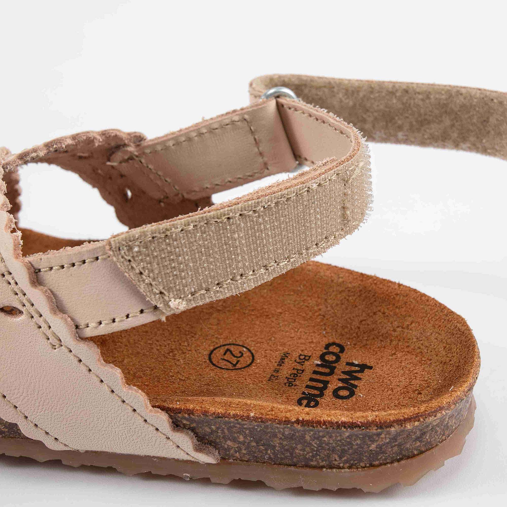 Girls Ivory Leather Sandals