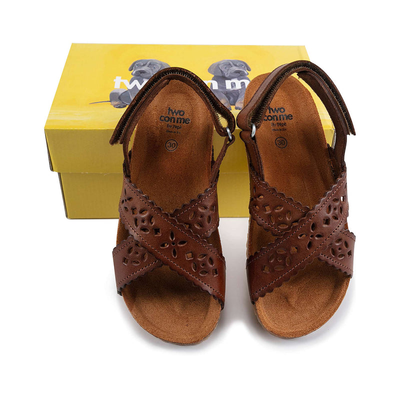 Girls Brown Leather Sandals