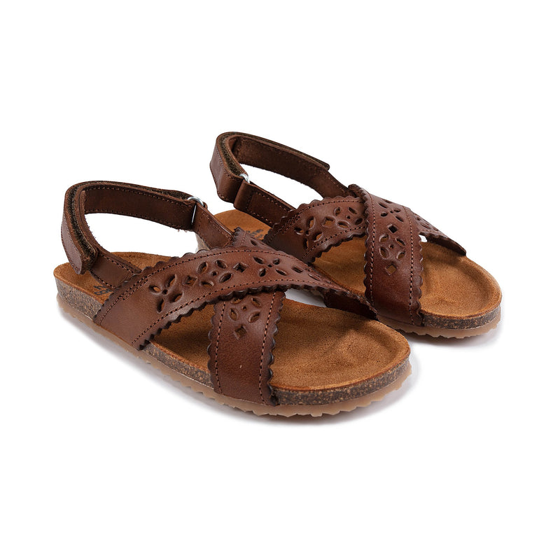 Girls Brown Leather Sandals