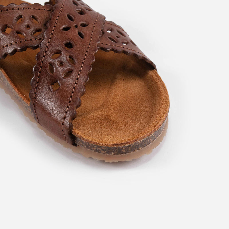 Girls Brown Leather Sandals