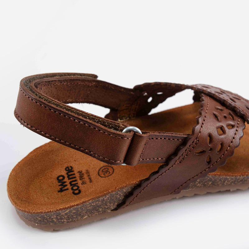 Girls Brown Leather Sandals