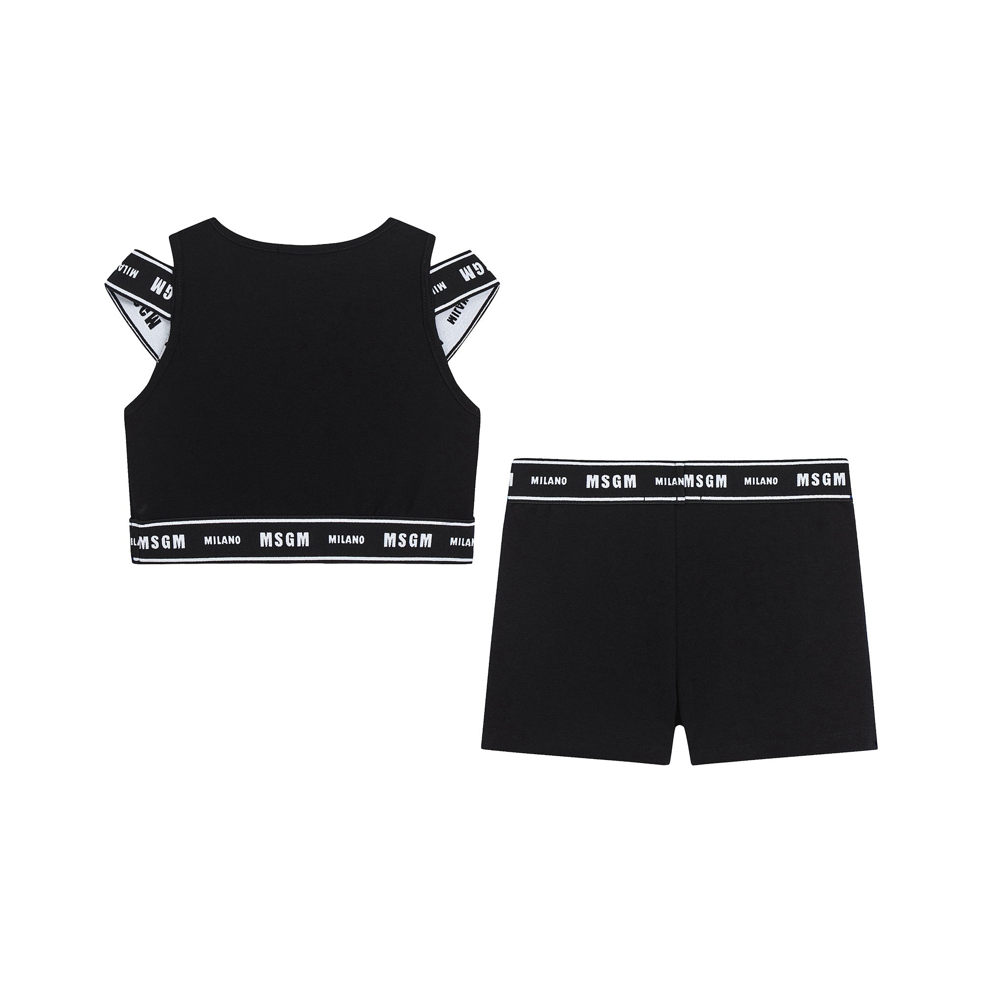 Girls Black Cotton Vest Set