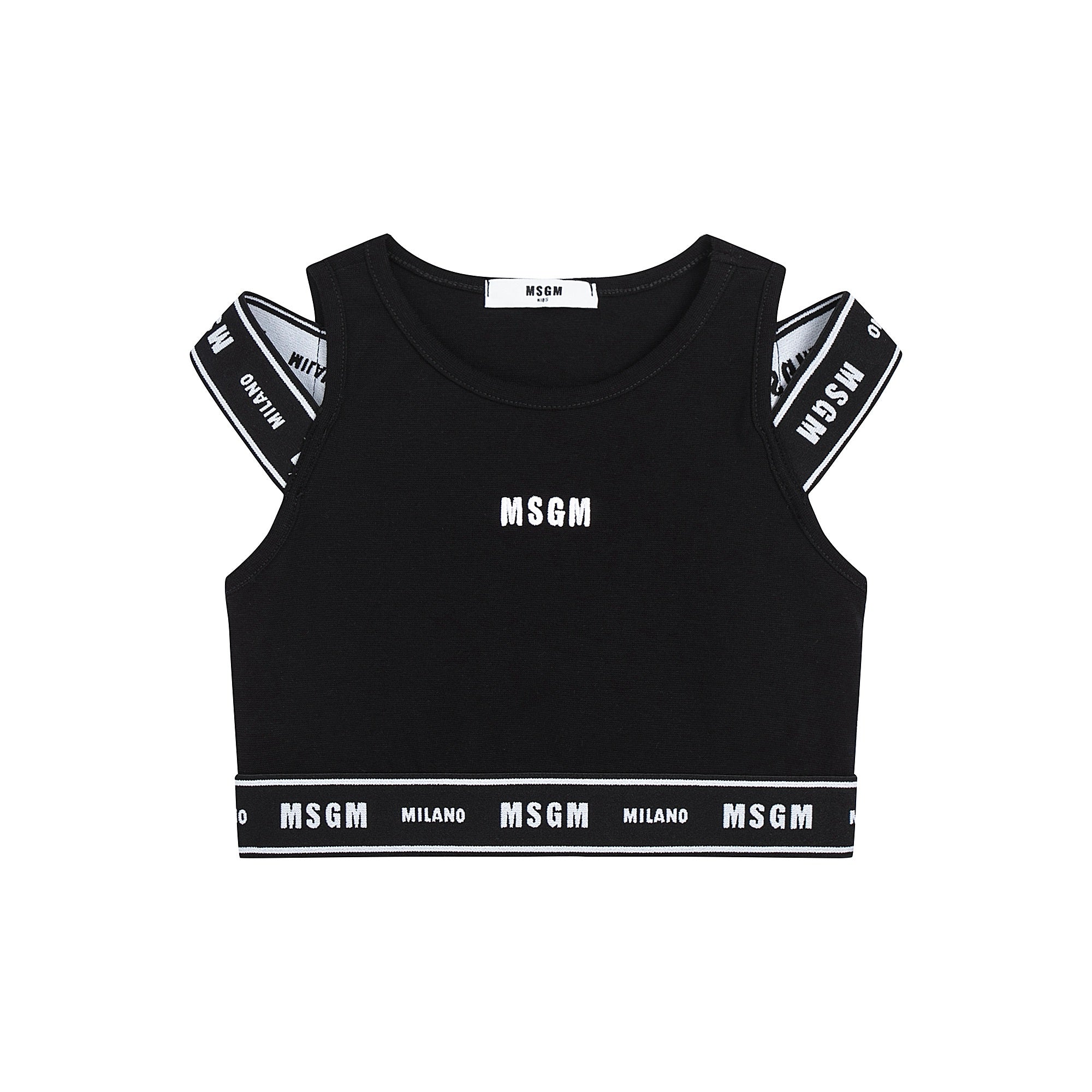 Girls Black Cotton Vest Set