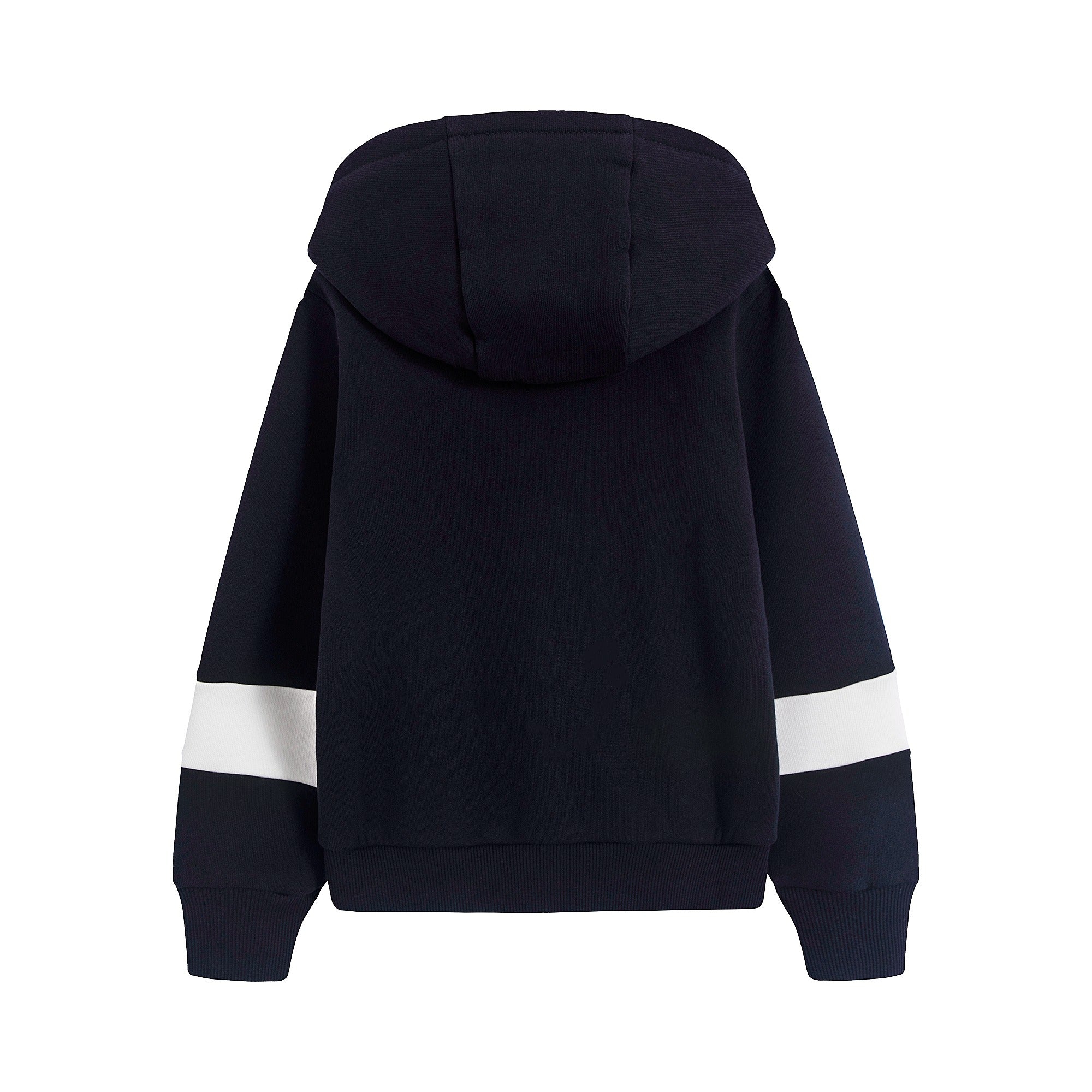 Boys Navy Logo Cotton Zip-Up Top