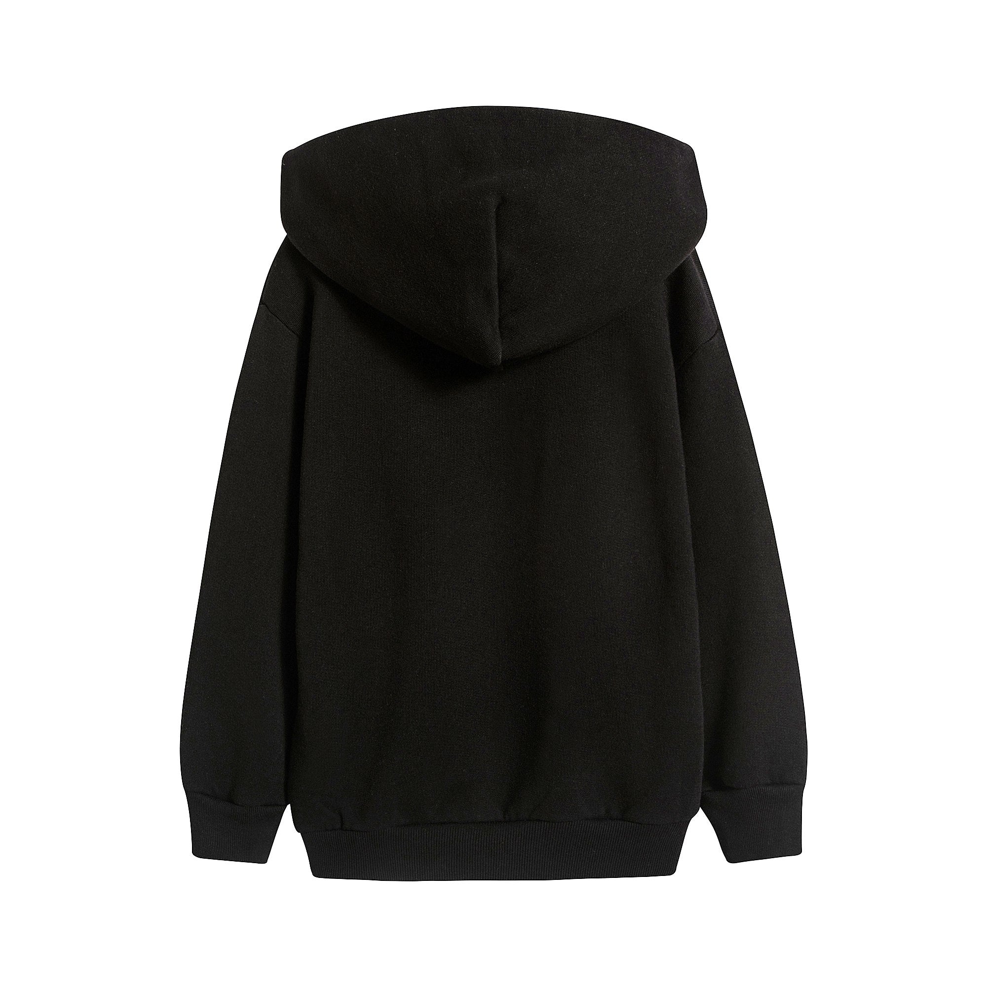 Boys & Girls Black Hooded Cotton Sweatshirt