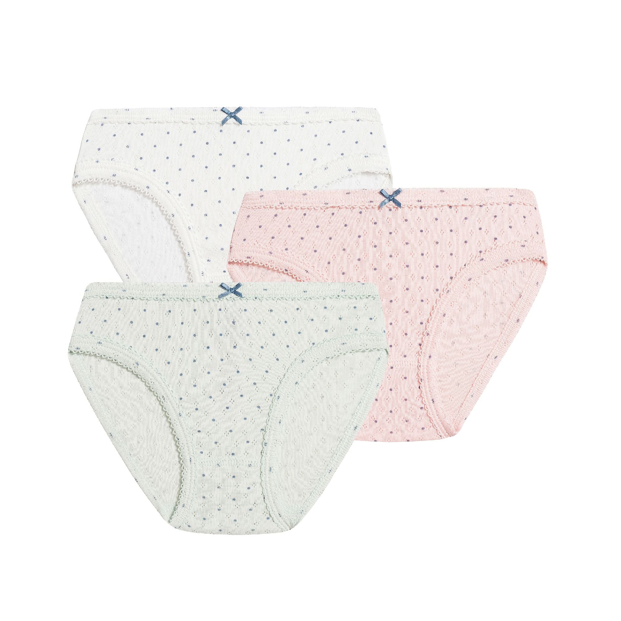 Girls Multicolor Dots Cotton Underwear Set (3 Pack)