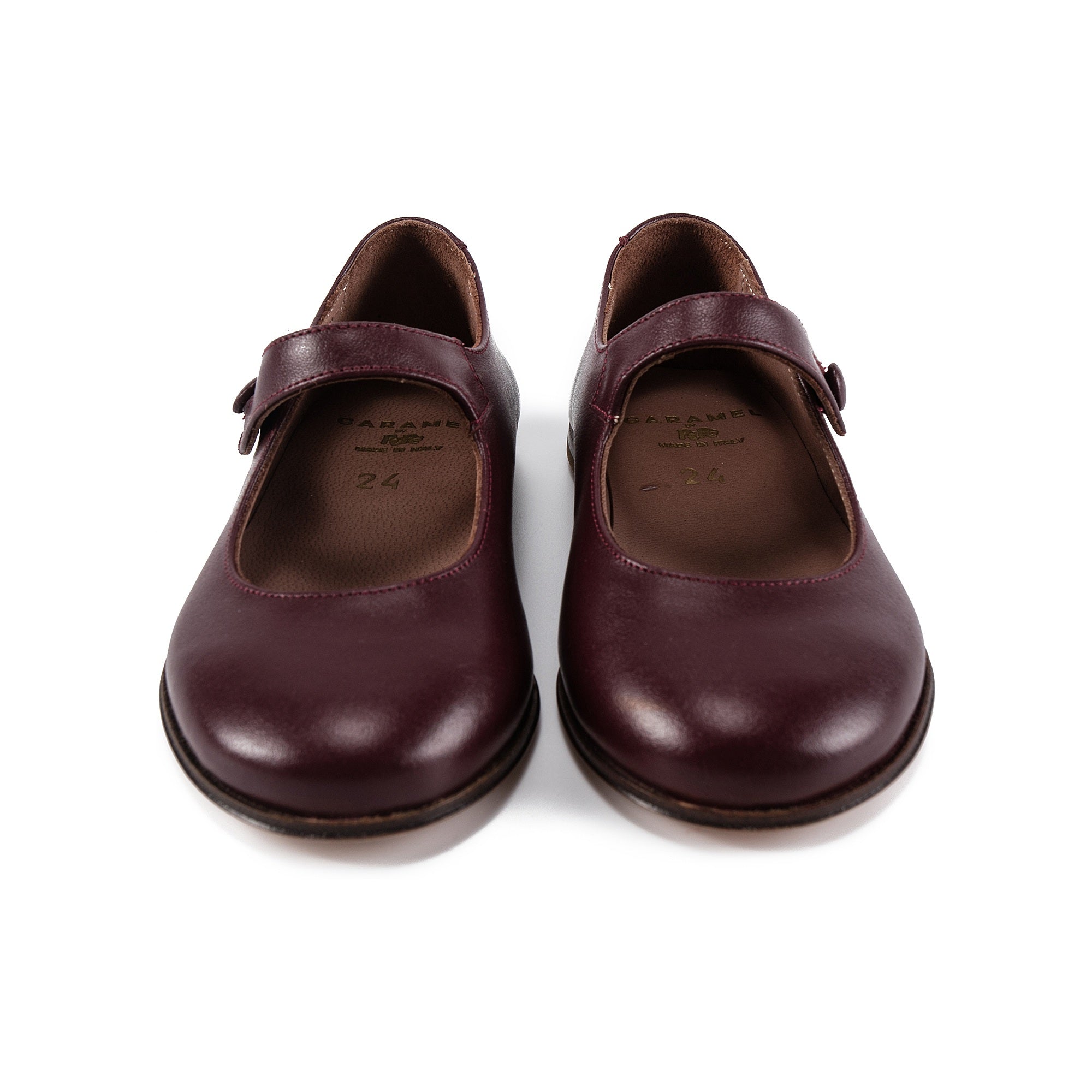 Girls Wine Red Leather Shoes
