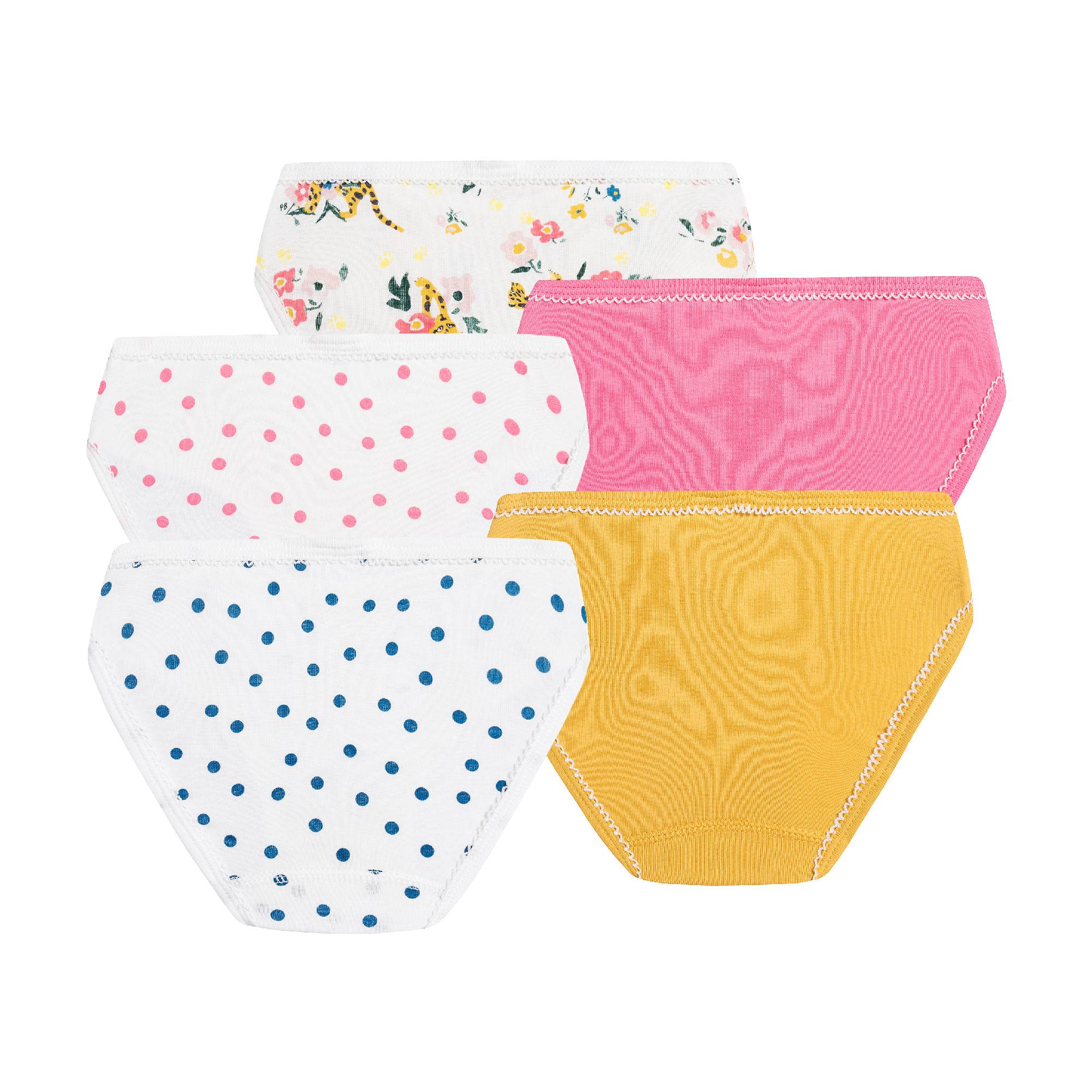 Girls Multicolor Cotton Underwear Set (5 Pack)
