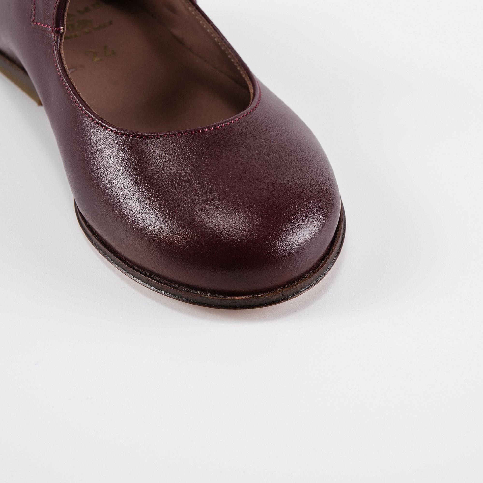 Girls Wine Red Leather Shoes