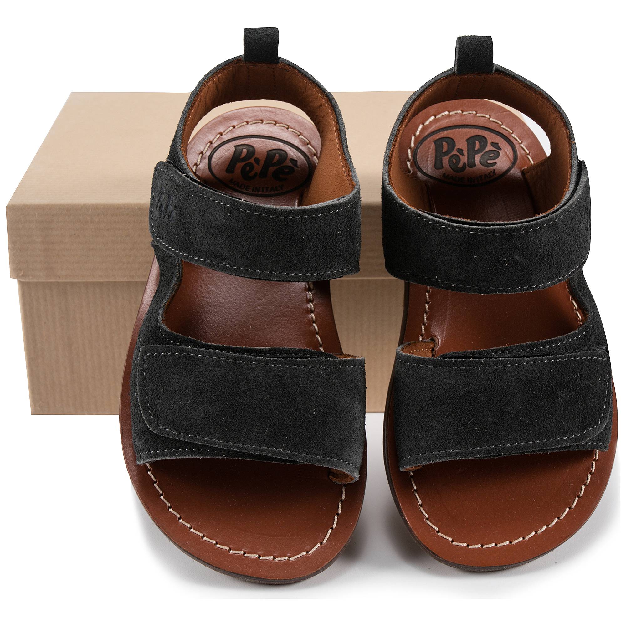 Baby Boys & Girls Black Leather Sandals