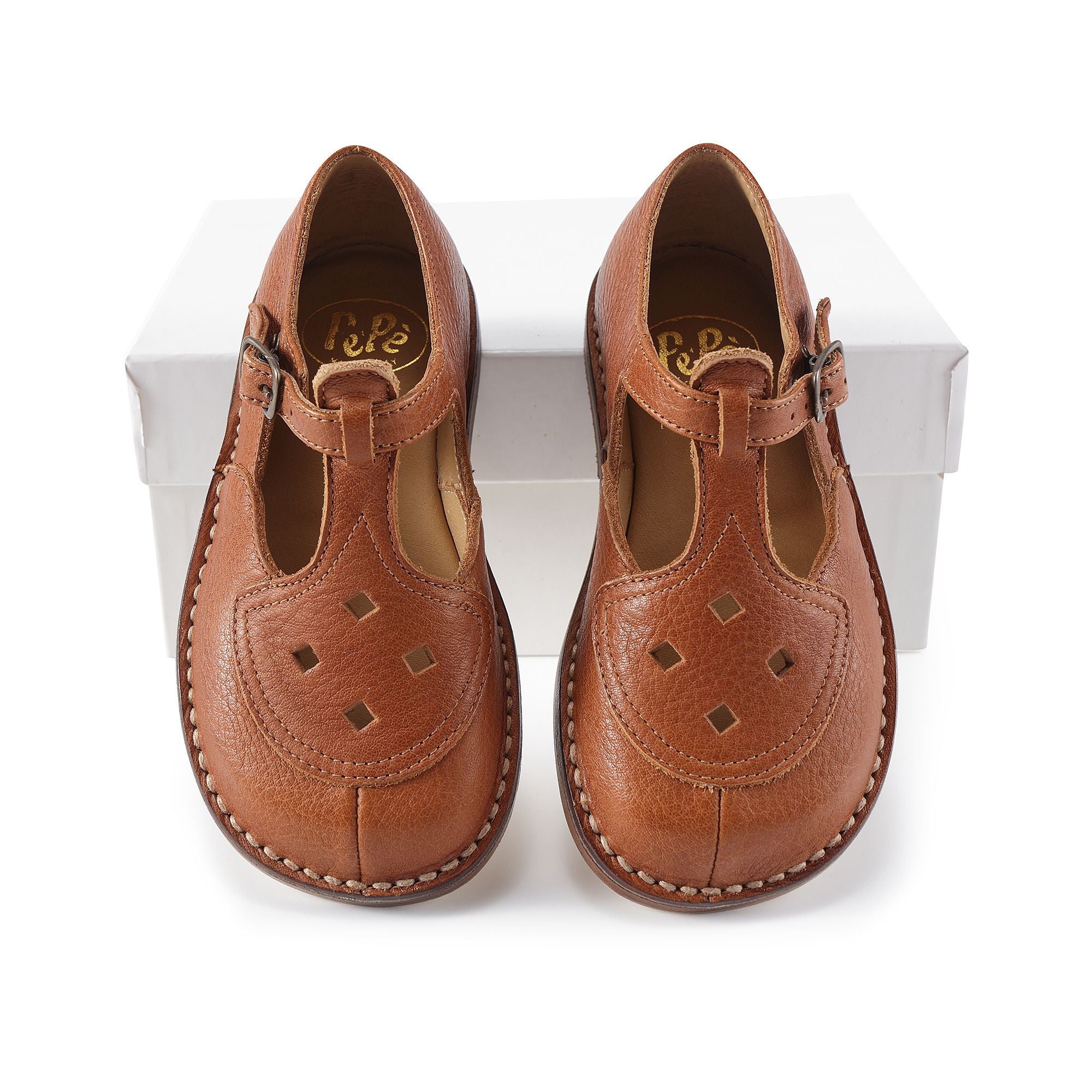 Baby Boys & Girls Brown Leather Shoes