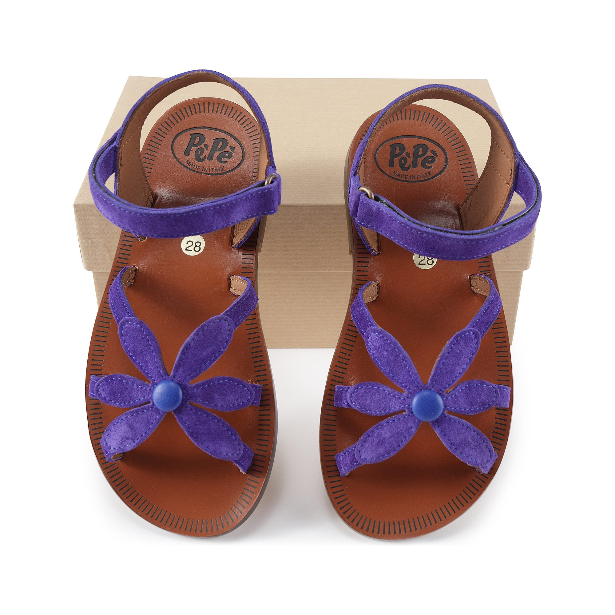 Girls Violet Petal Leather Shoes