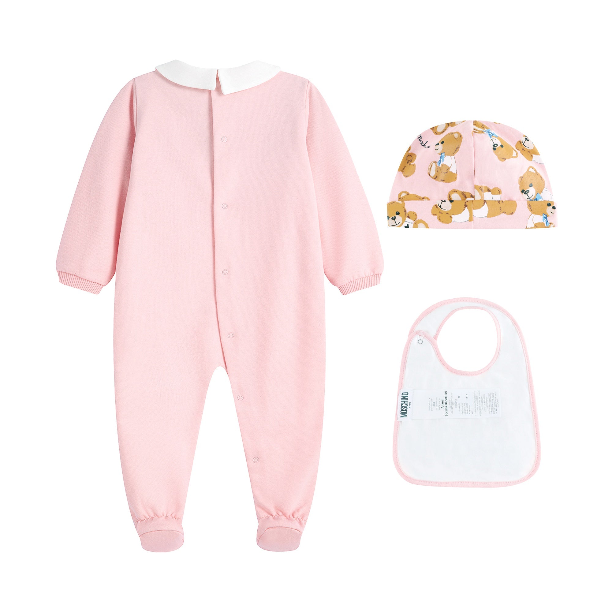 Baby Boys & Girls Pink Printed Cotton Babysuit Set