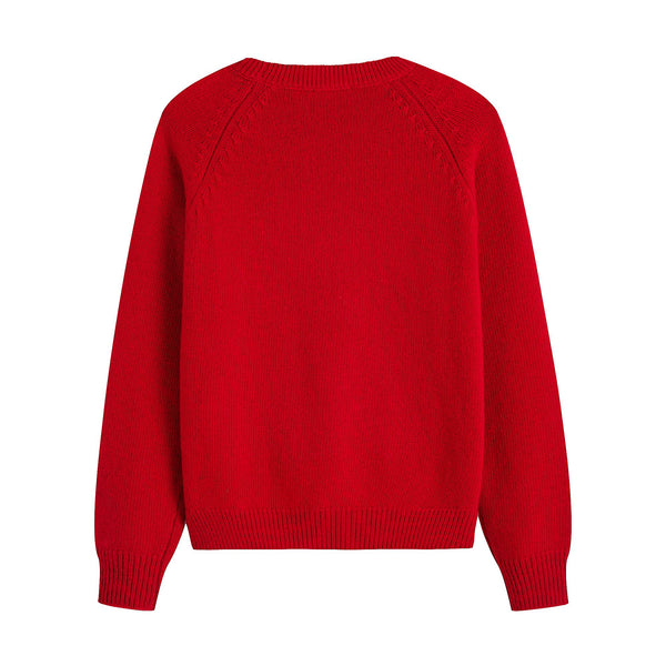 Girls Red Pom Wool Sweater