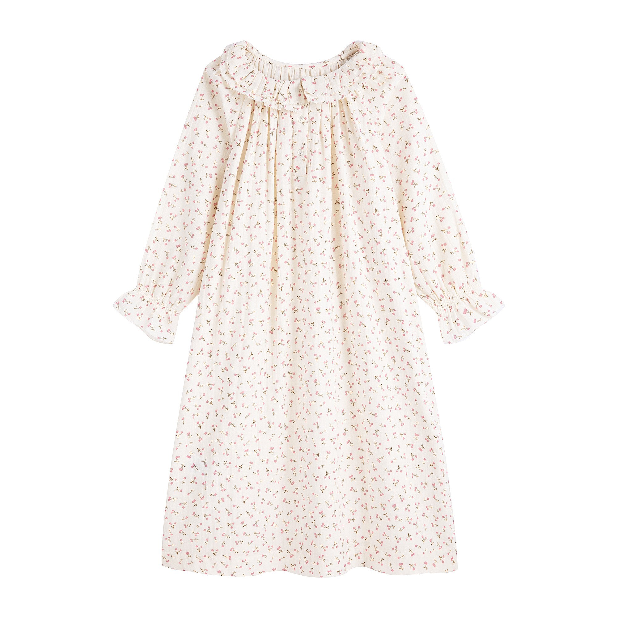 Girls Ivory Floral Cotton Dress