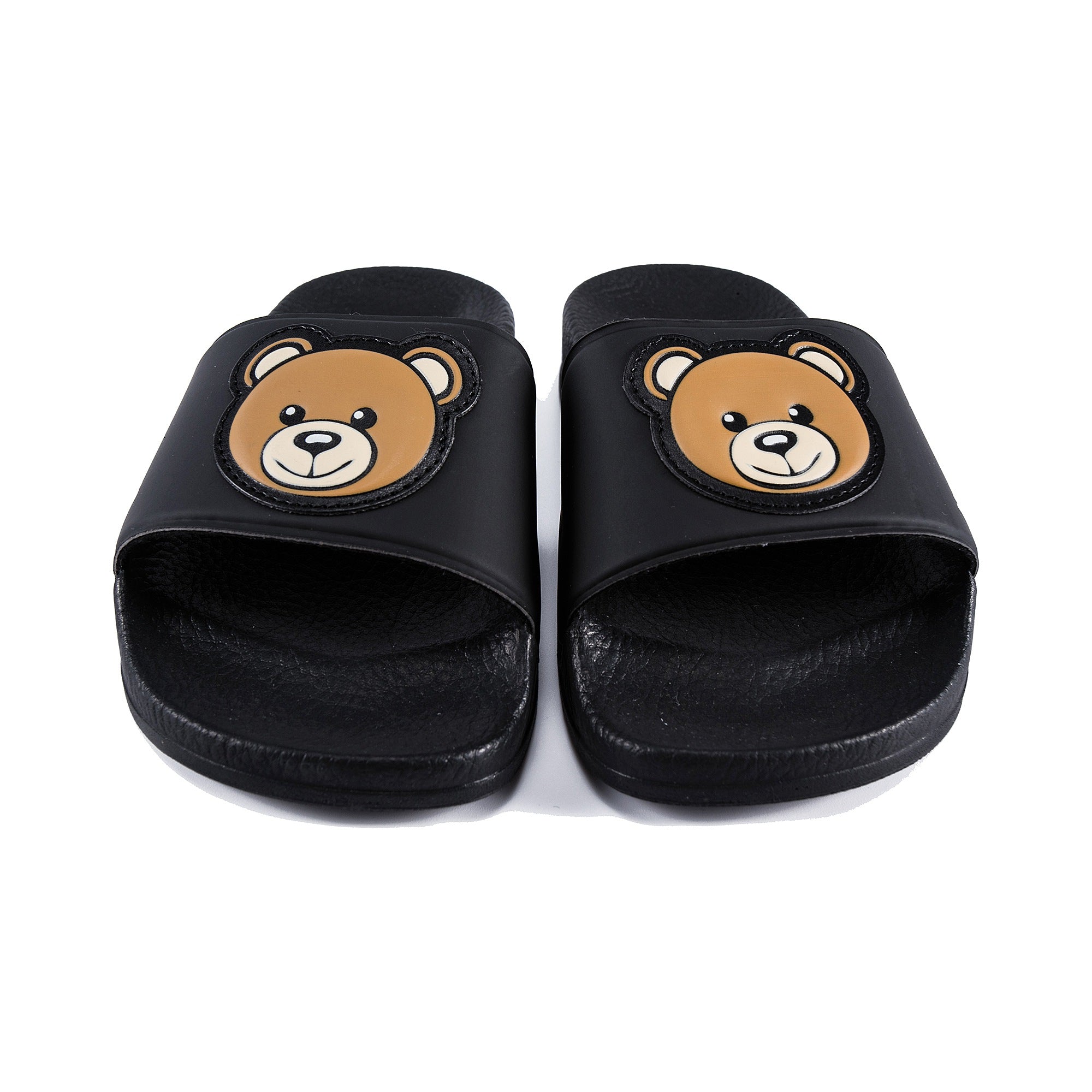 Boys & Girls Black Patch Teddy Slides