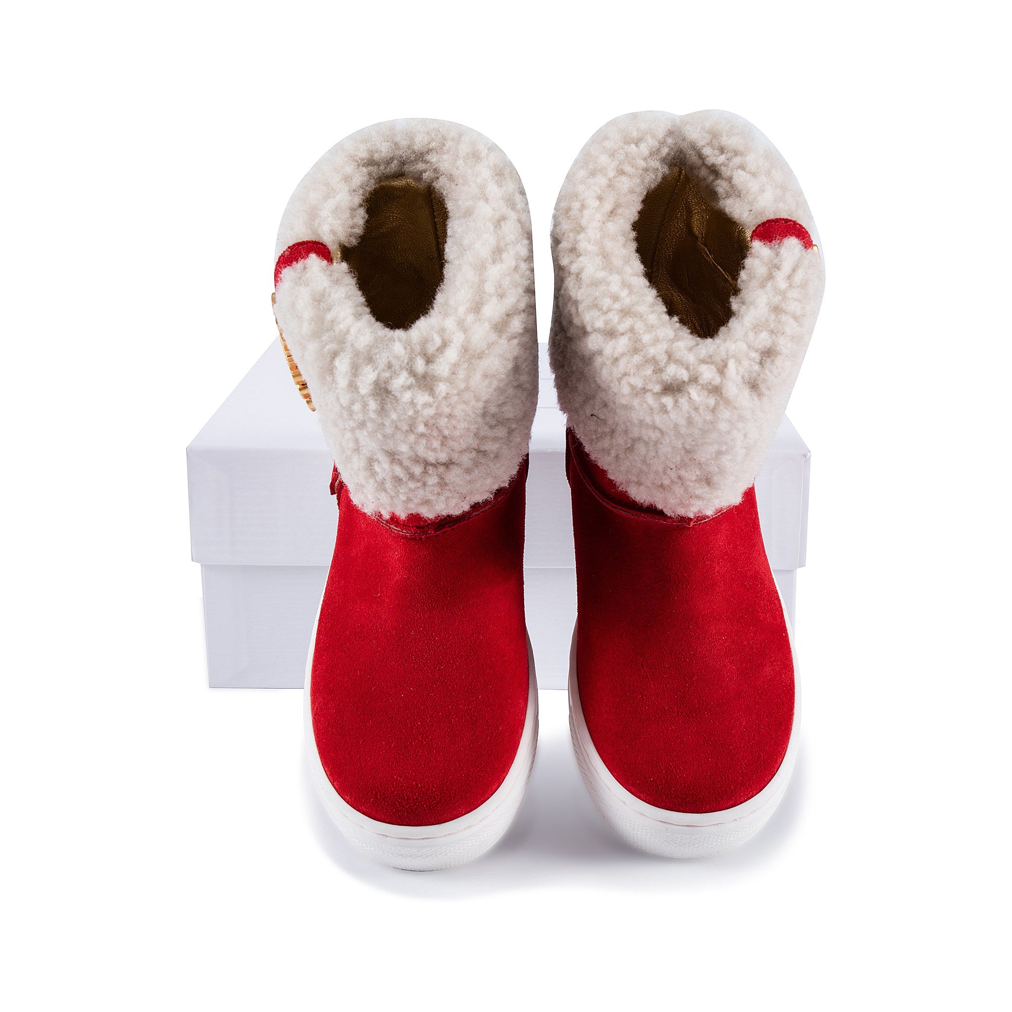 Girls Red Fur Boots