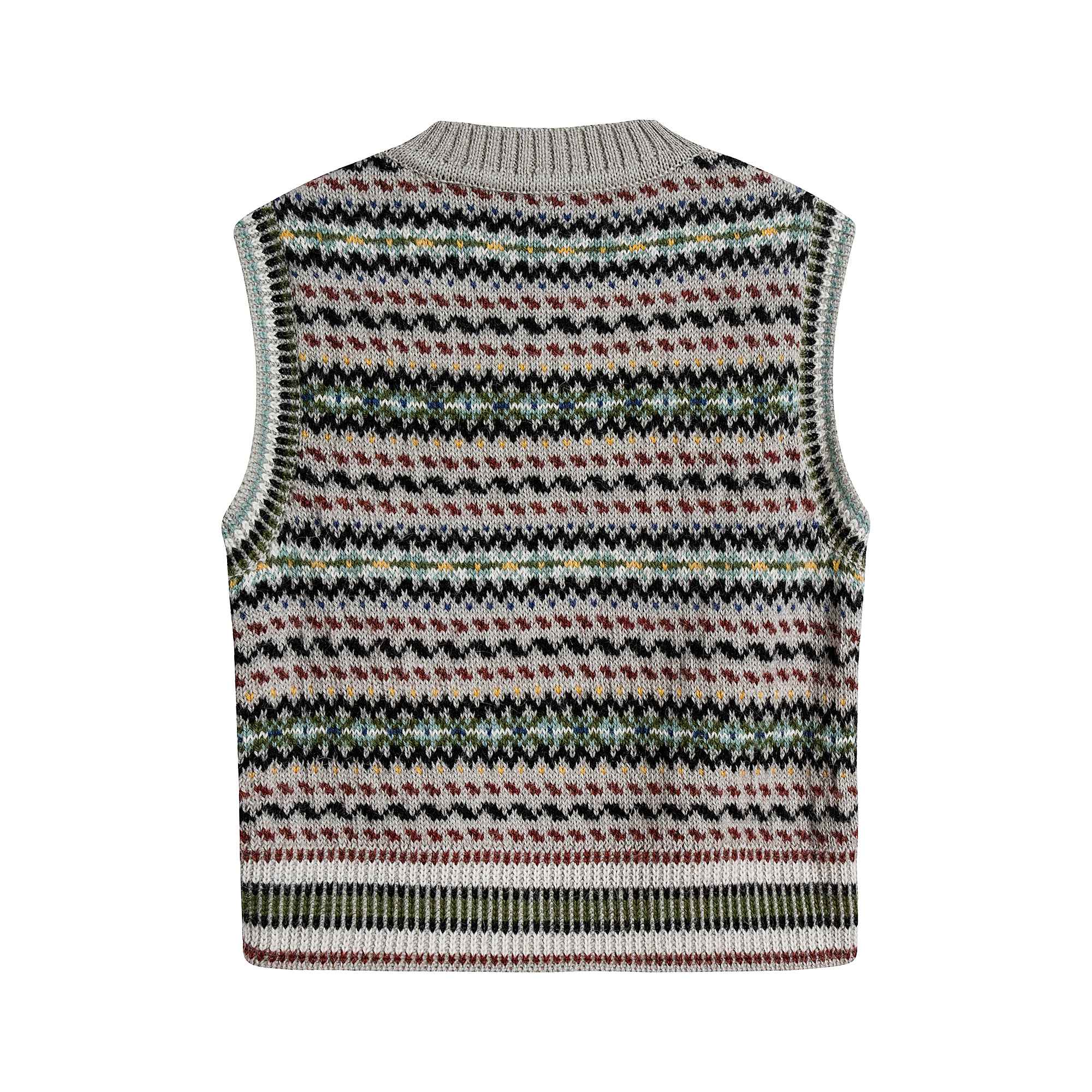 Boys Grey & Green Alpaca Vest