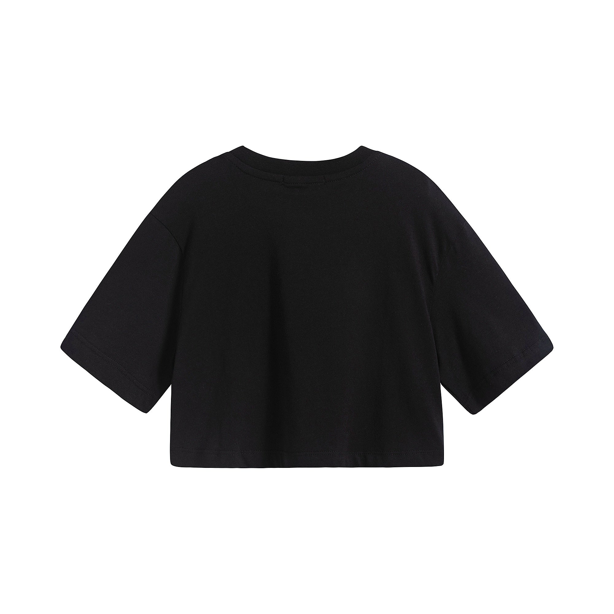 Girls Black Logo Cotton T-Shirt