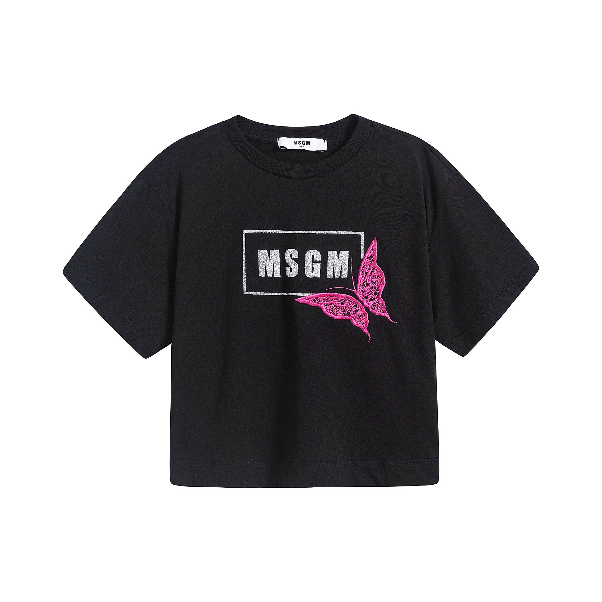 Girls Black Logo Cotton T-Shirt