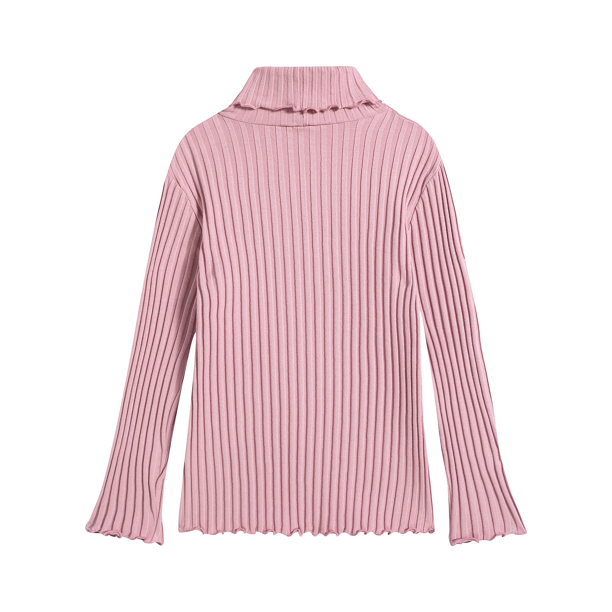 Girls Pink Cotton Turtleneck