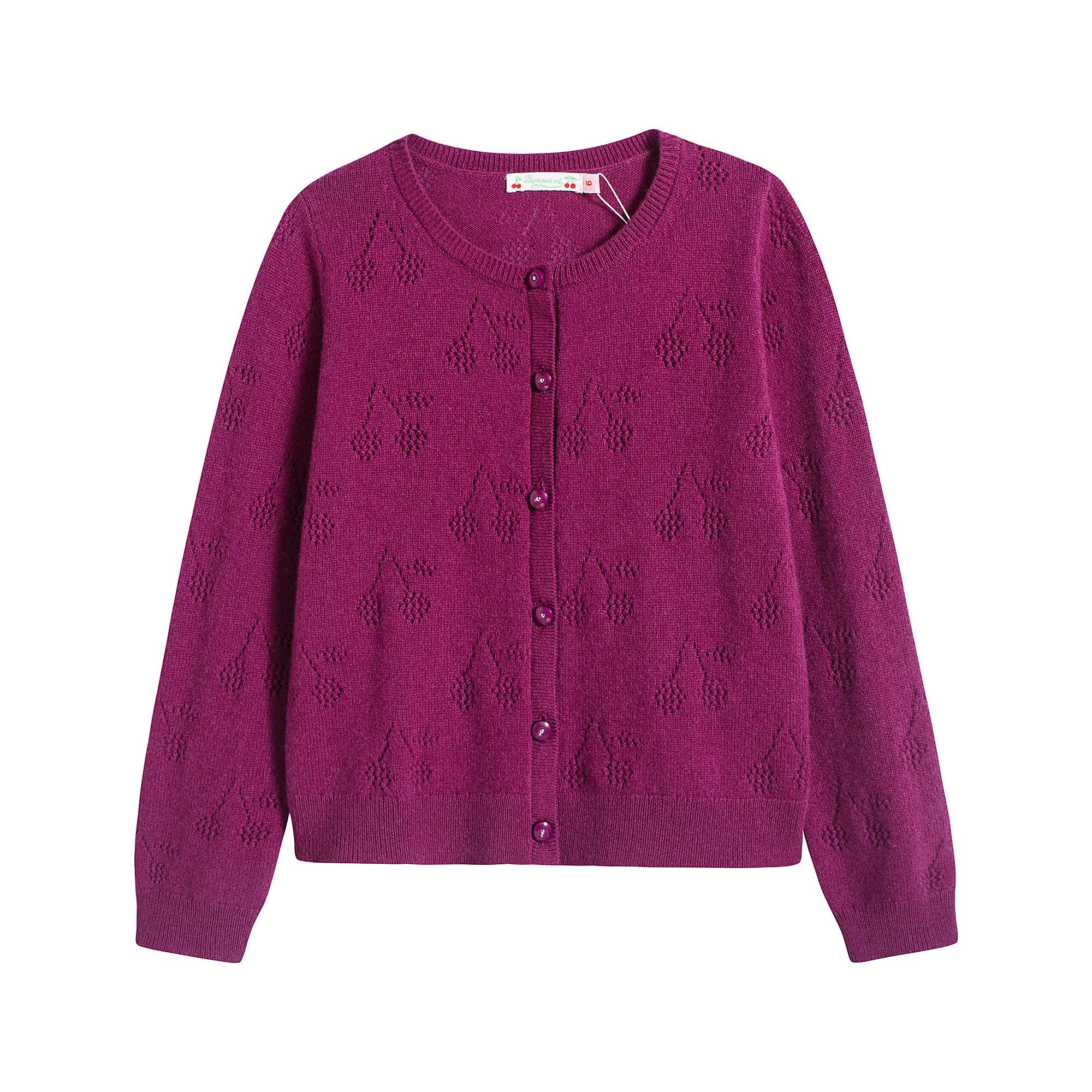 Girls Fuschia Logo Cashmere Cardigan