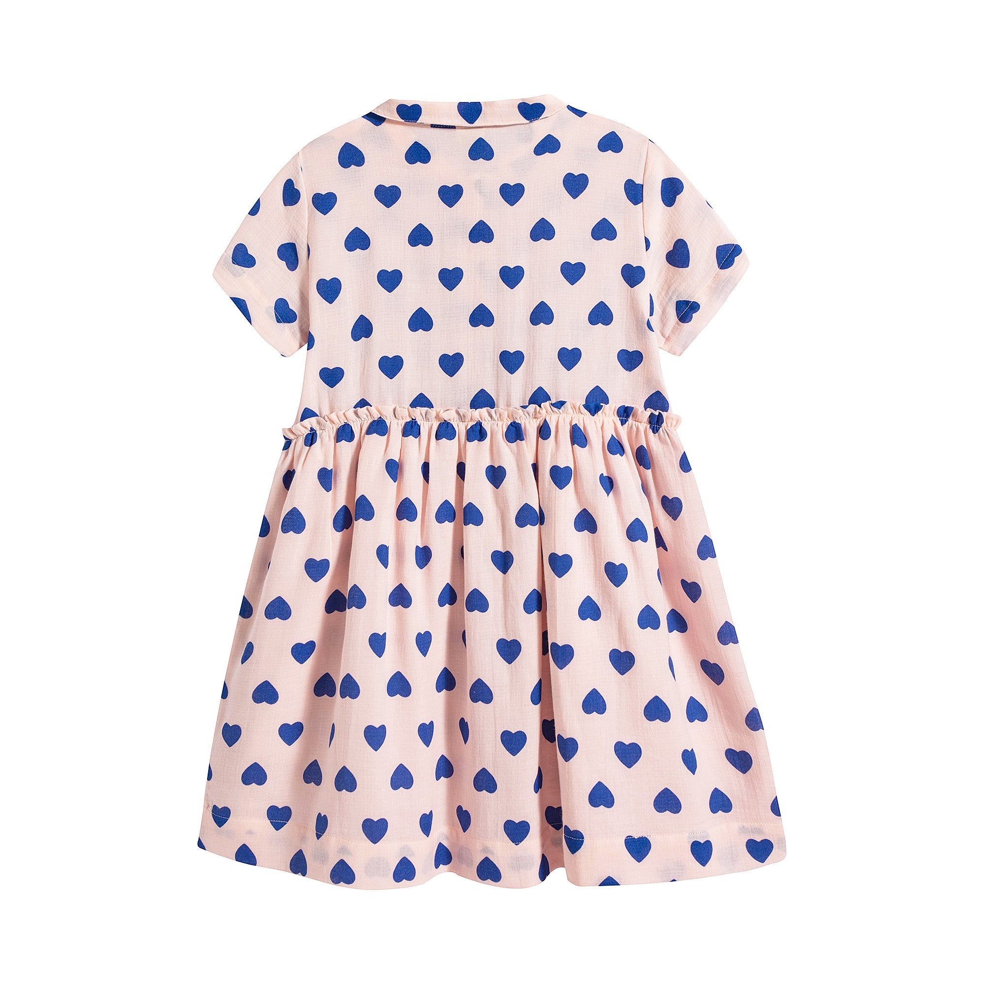 Girls Pink & Blue Heart Cotton Dress