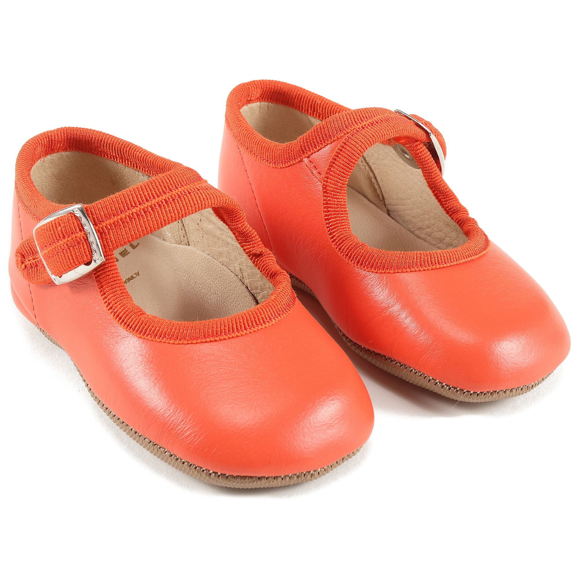 Baby Girls Orange Leather Shoes