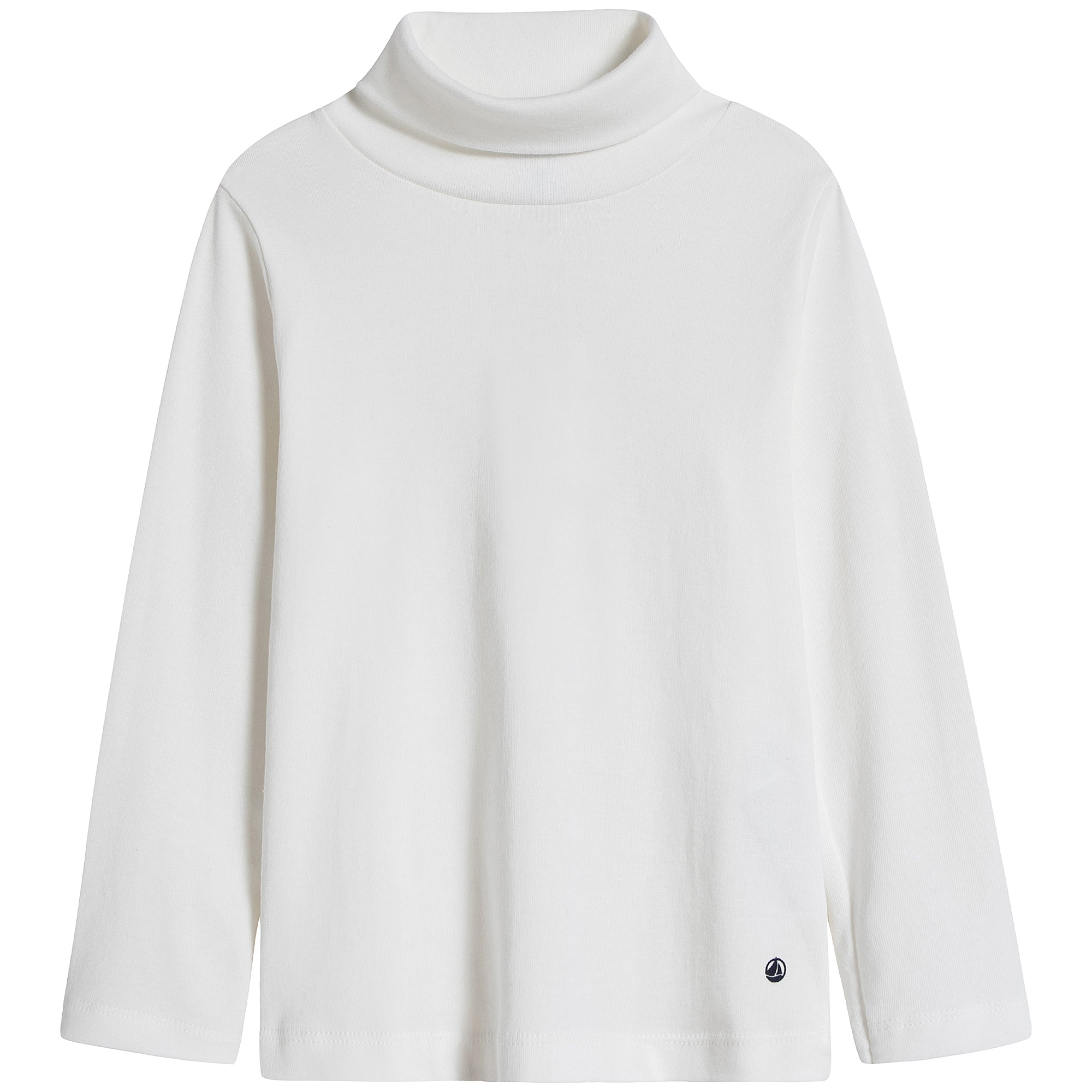 Girls White Cotton Turtleneck