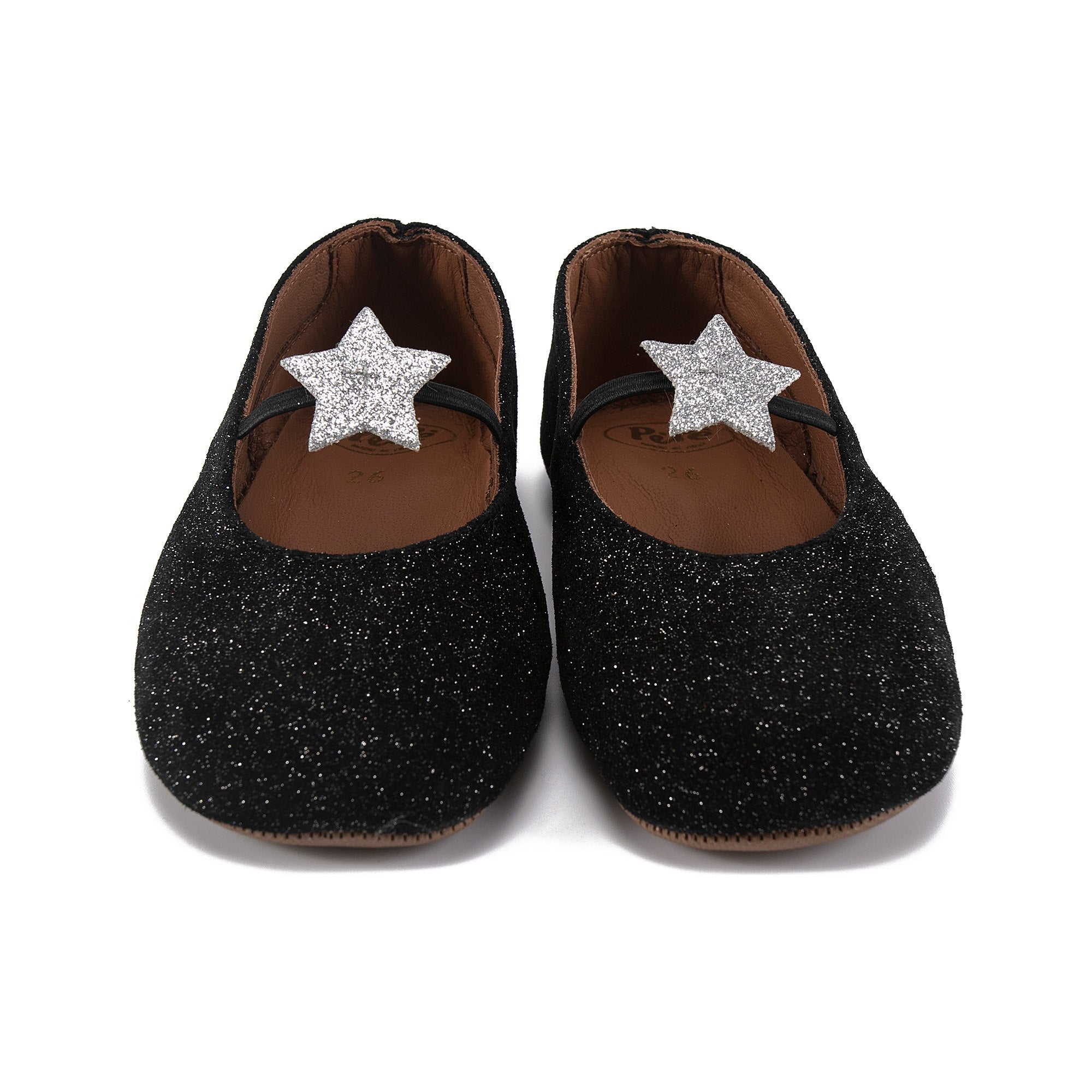 Girls Black Star Leather Shoes