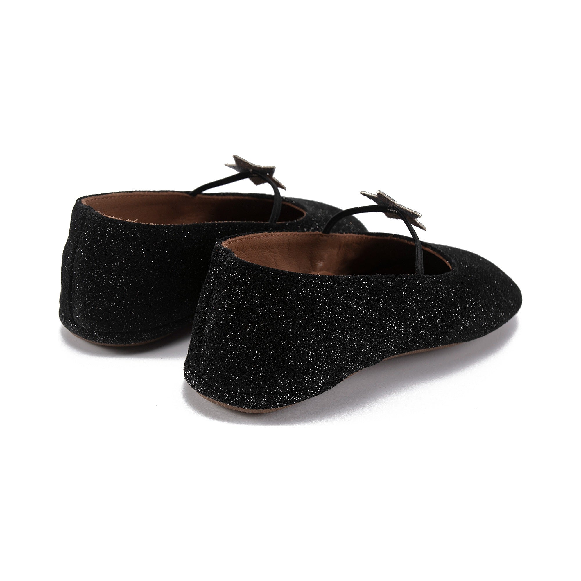 Girls Black Star Leather Shoes