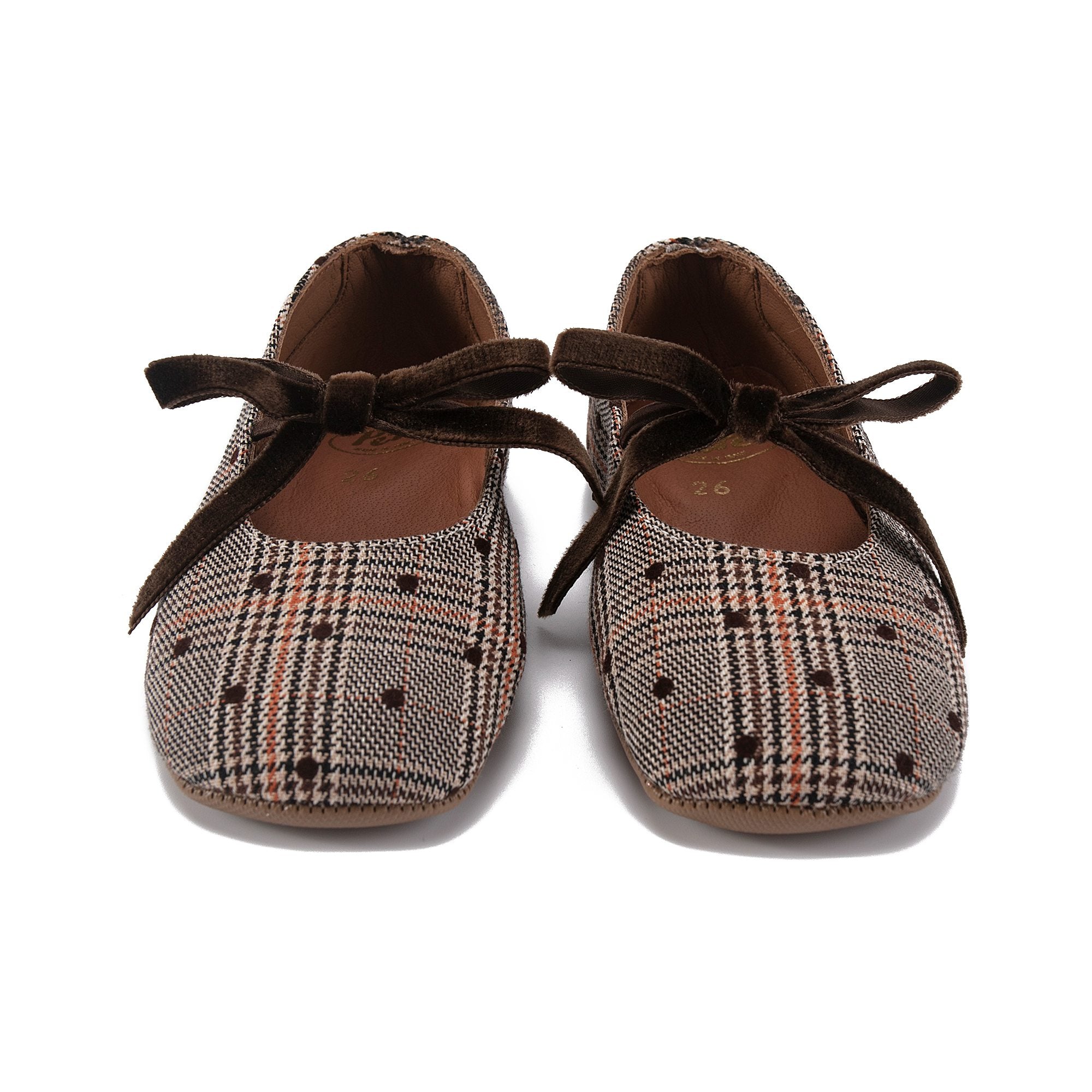 Girls Brown Check Shoes