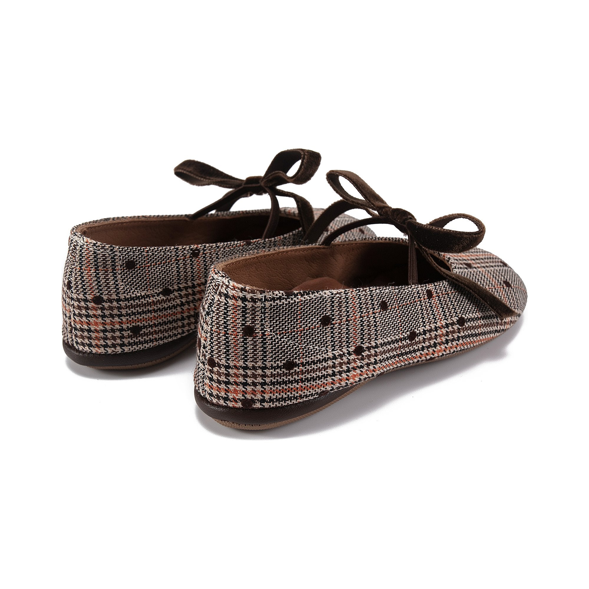 Girls Brown Check Shoes